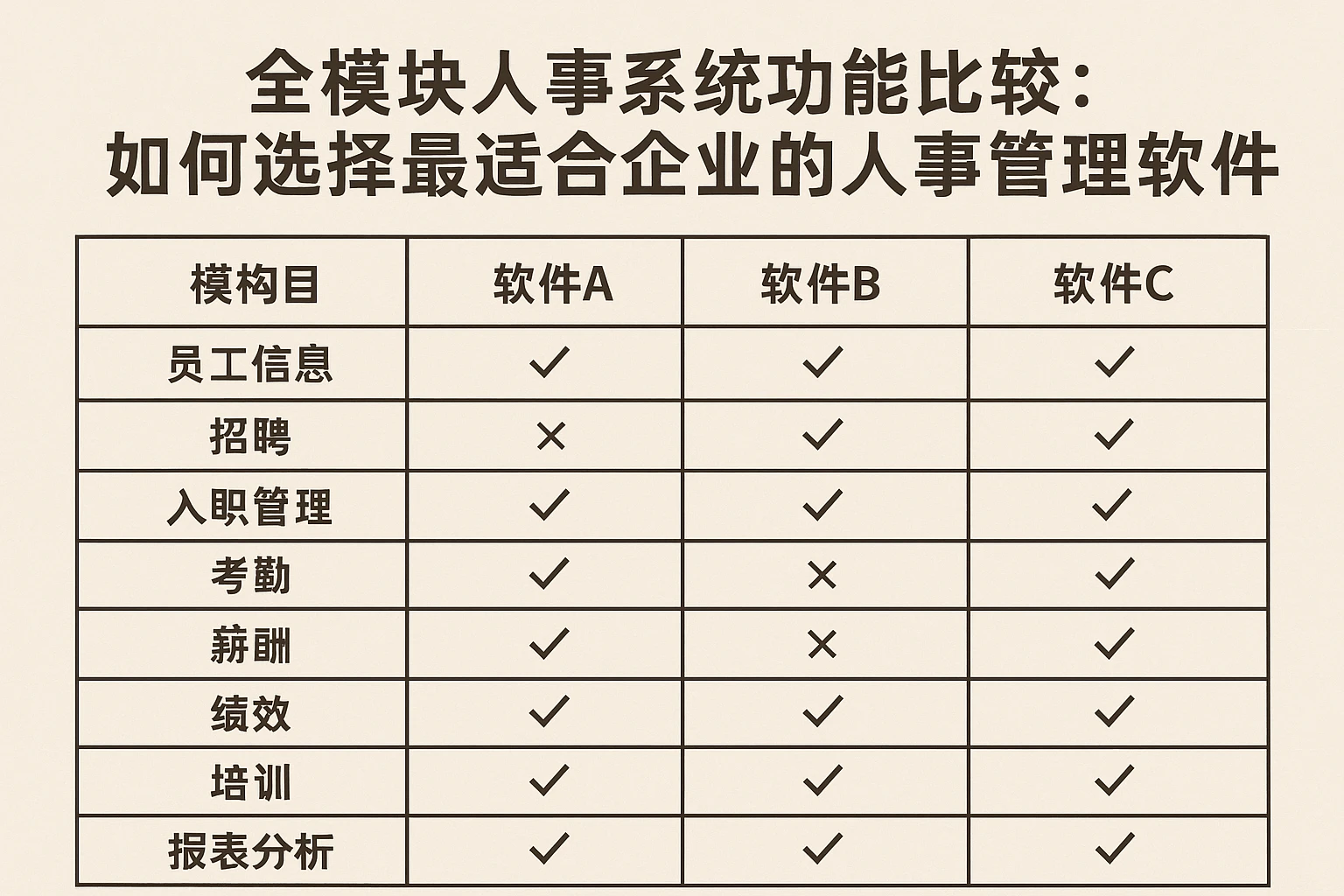 全模块人事系统功能比较：如何选择最适合企业的人事管理软件