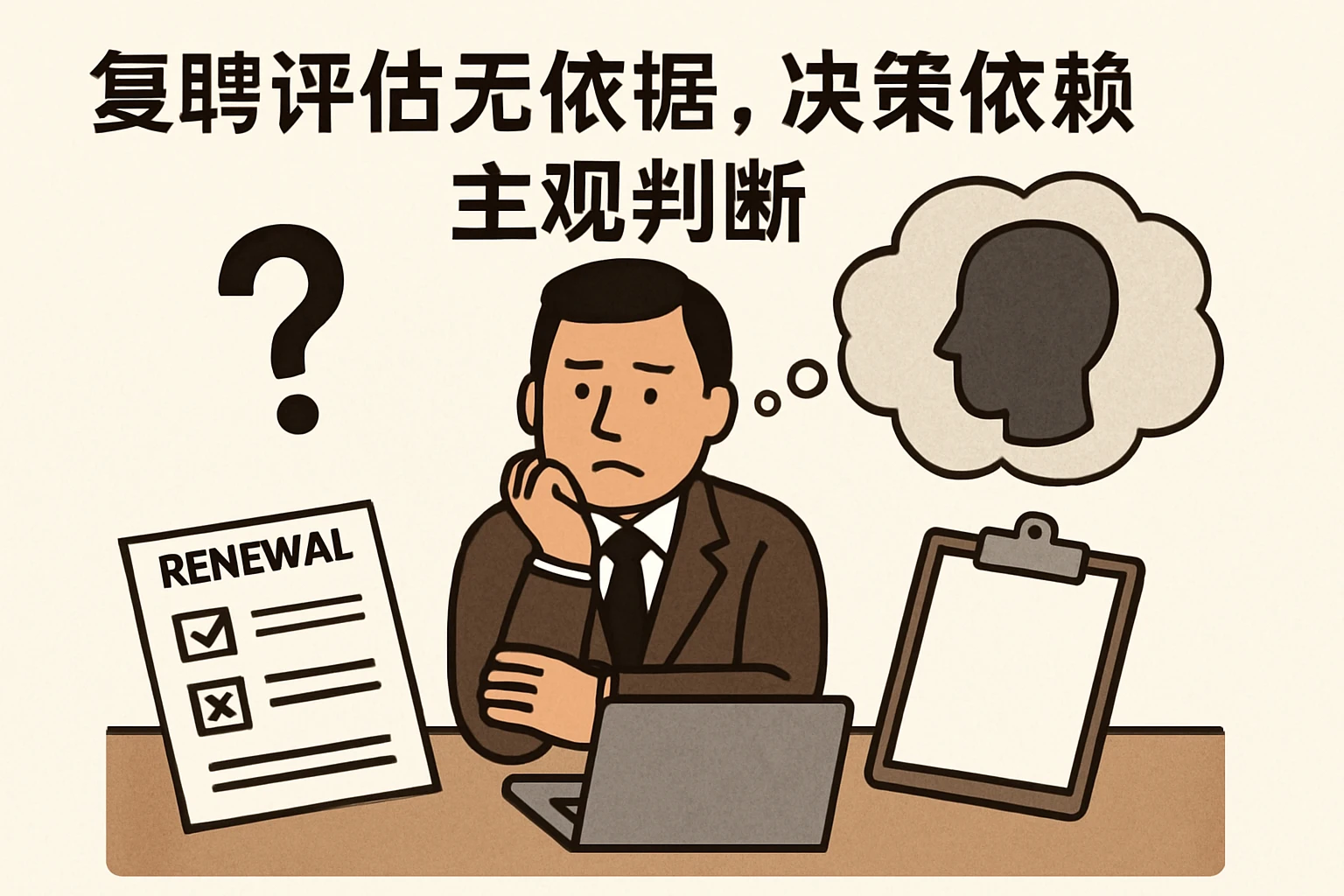 2. 复聘评估无依据，决策依赖主观判断
