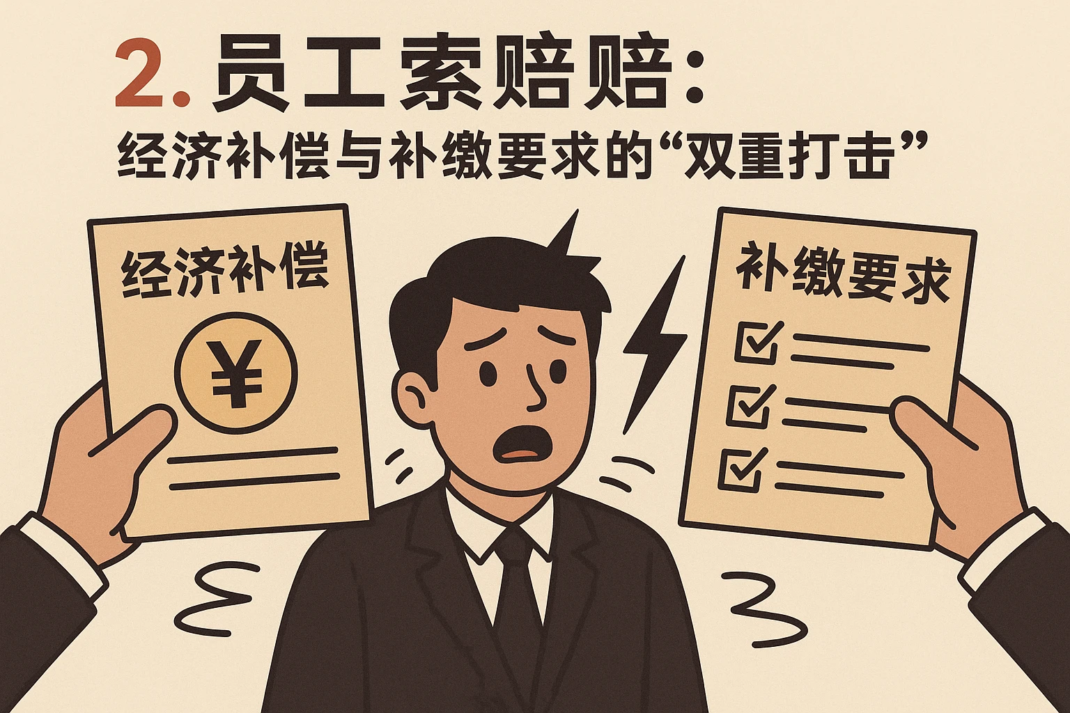 2. 员工索赔:经济补偿与补缴要求的“双重打击”