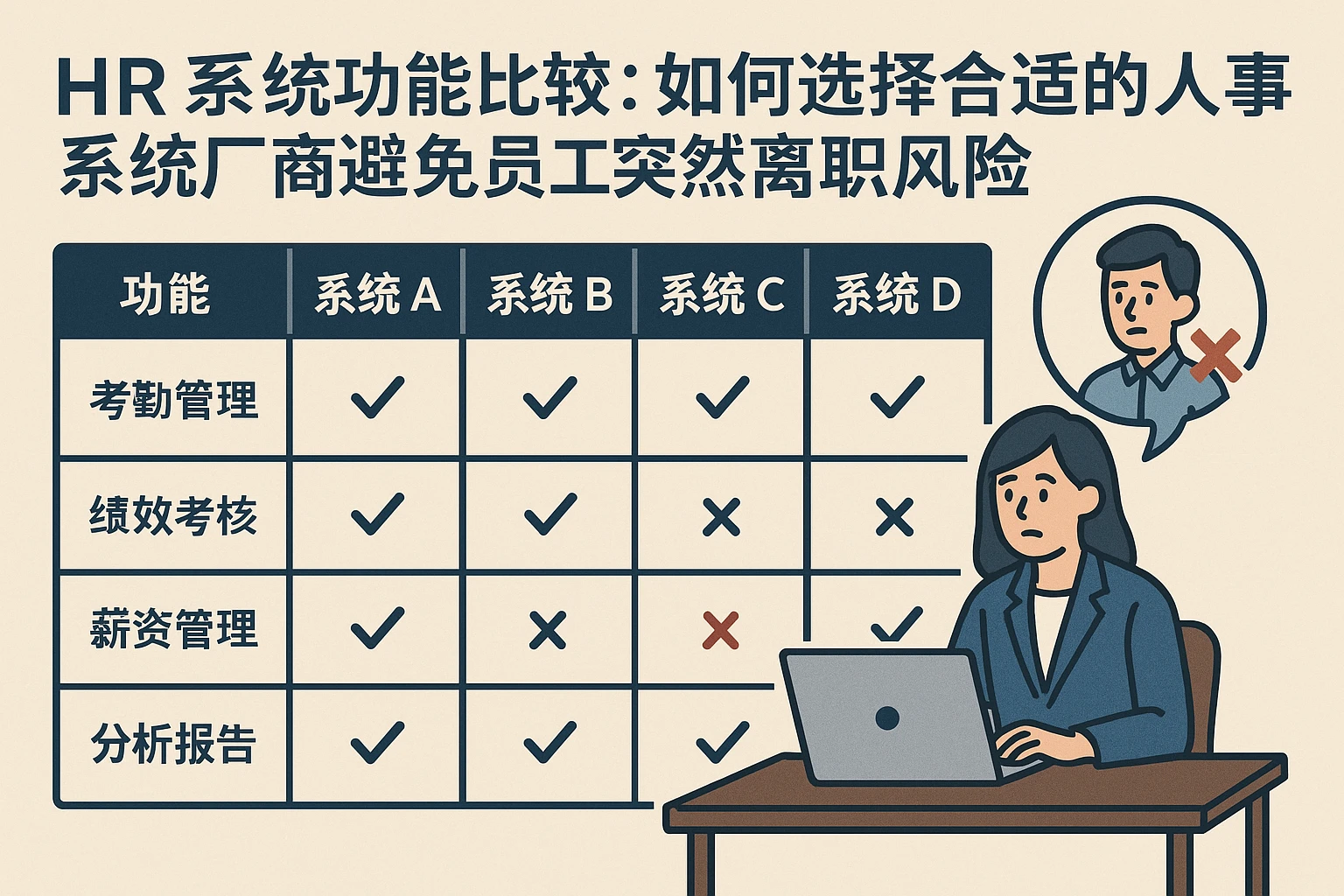 HR系统功能比较:如何选择合适的人事系统厂商避免员工突然离职风险