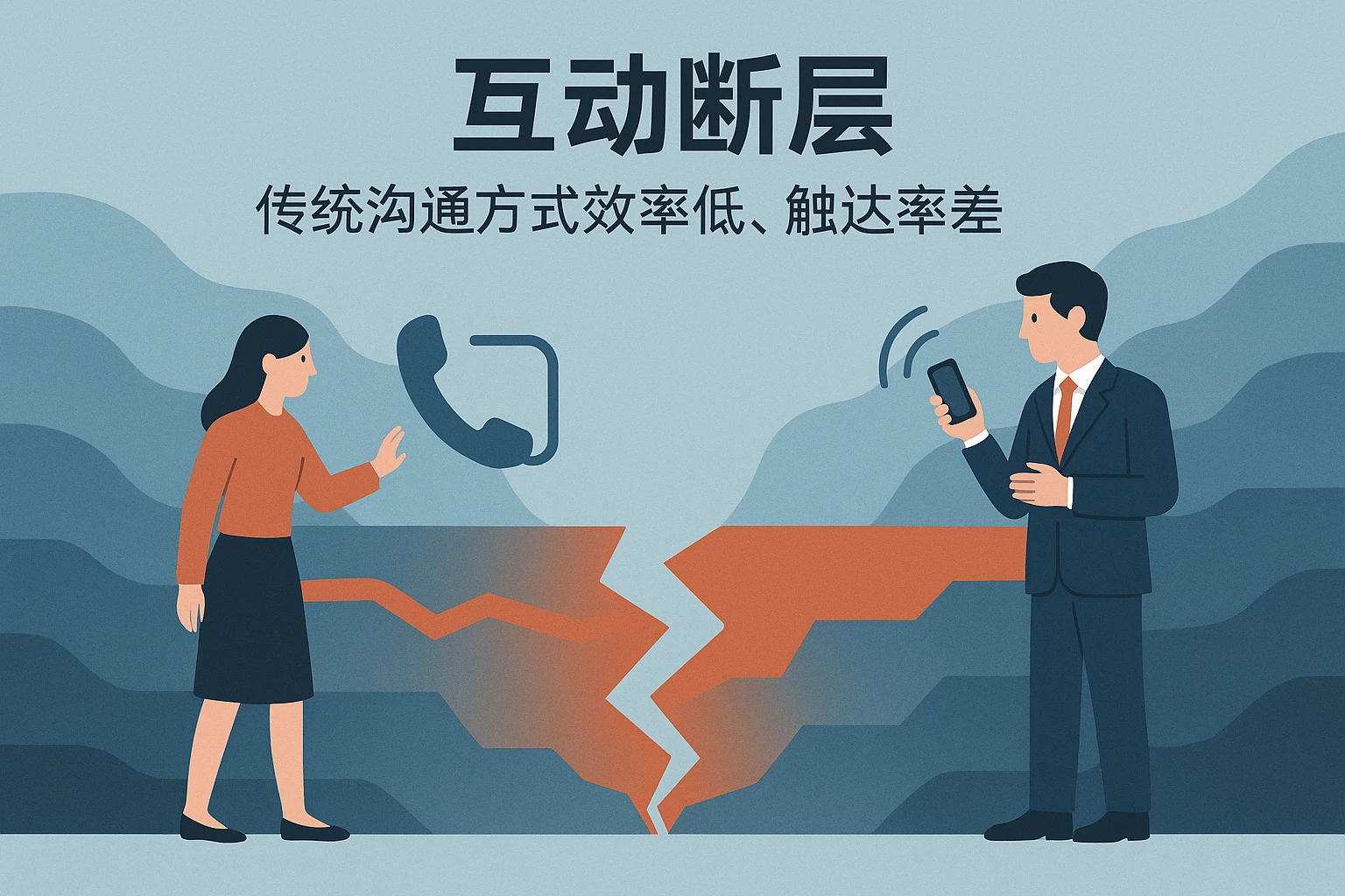 2. 互动断层：传统沟通方式效率低、触达率差