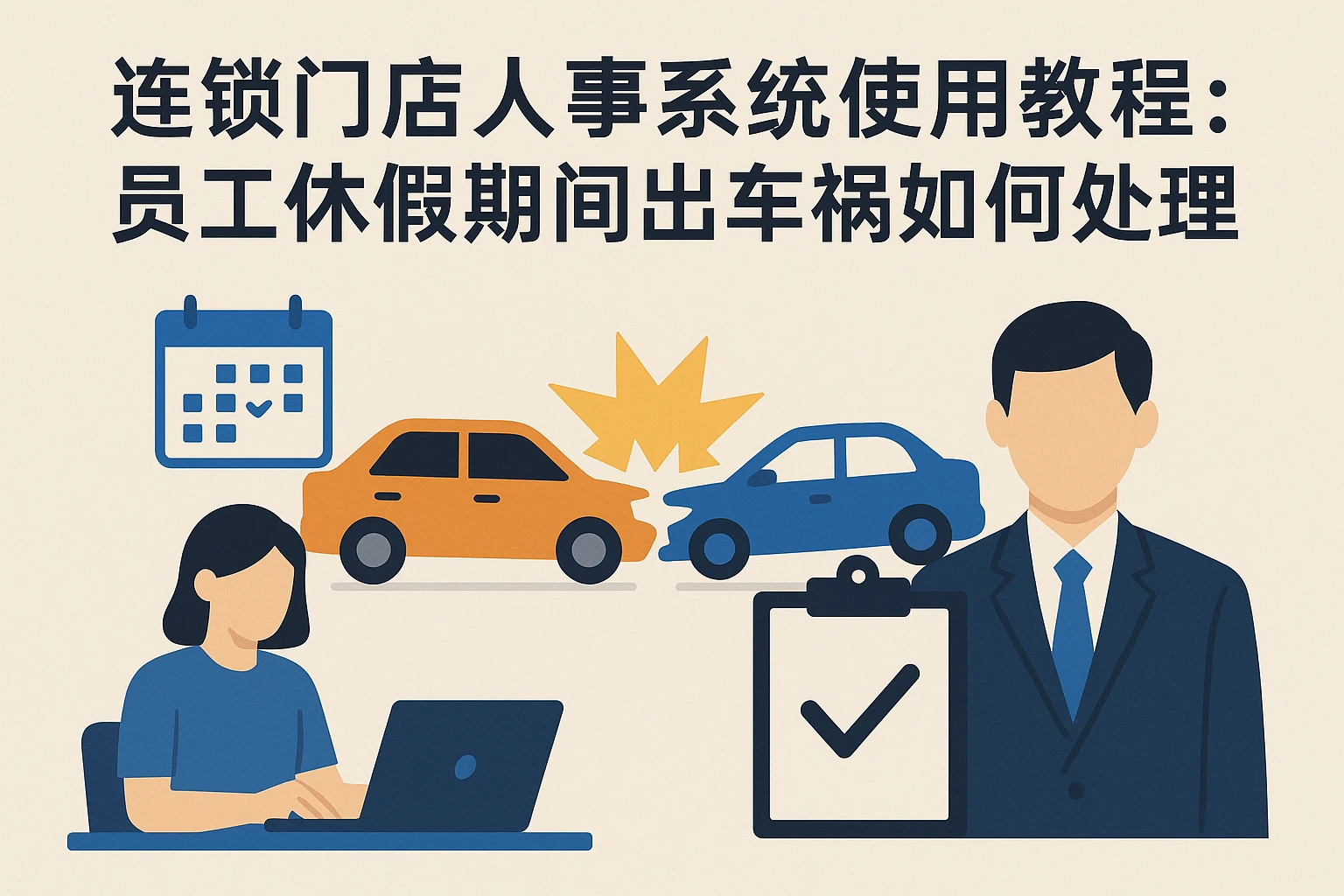 连锁门店人事系统使用教程:员工休假期间出车祸如何处理