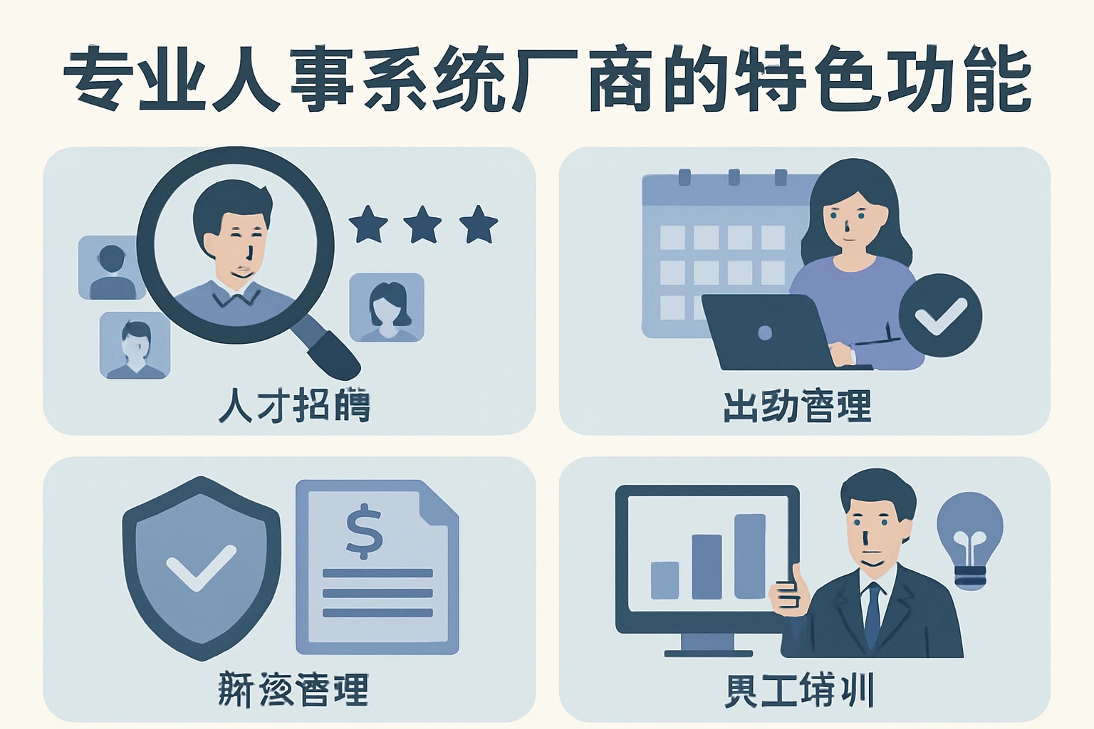 专业人事系统厂商的特色功能