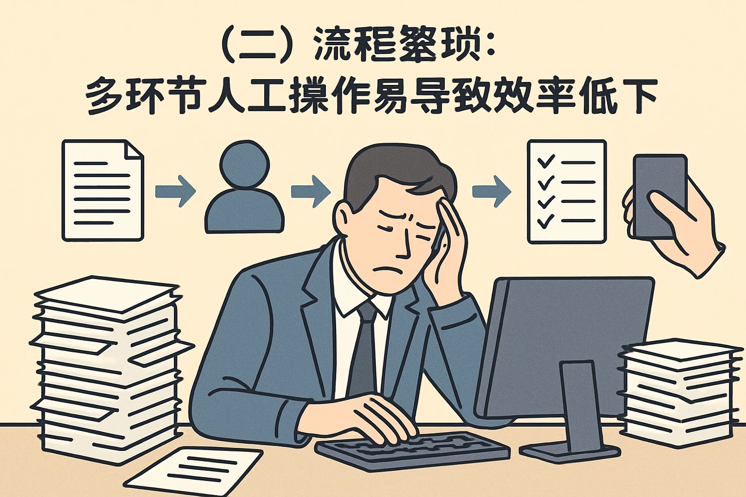 （二）流程繁琐：多环节人工操作易导致效率低下
