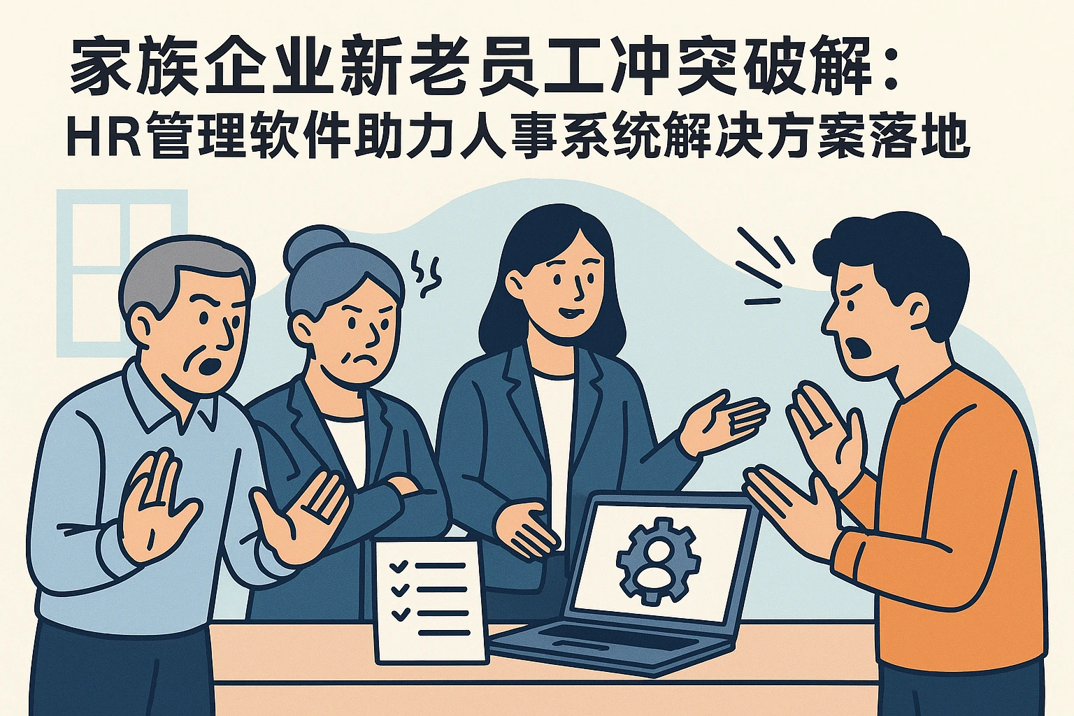 家族企业新老员工冲突破解:HR管理软件助力人事系统解决方案落地