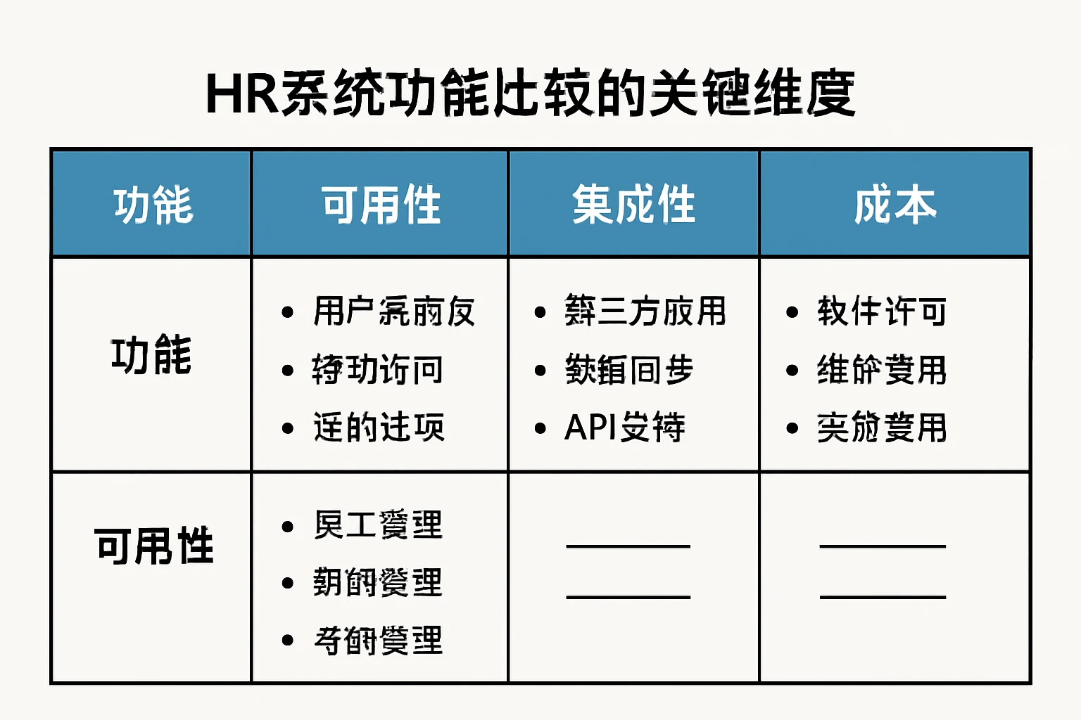 HR系统功能比较的关键维度