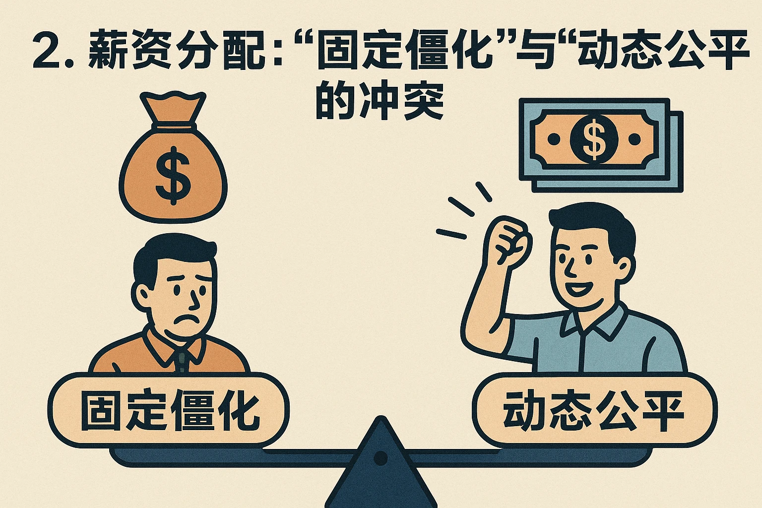 2. 薪资分配:“固定僵化”与“动态公平”的冲突