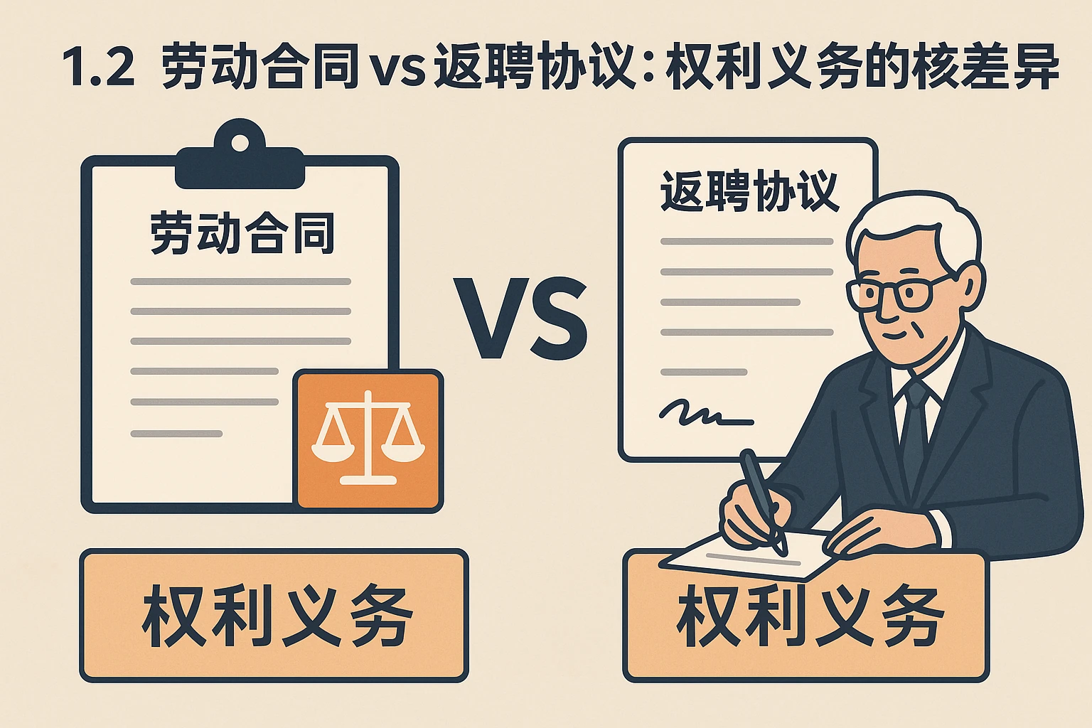 1.2 劳动合同vs返聘协议：权利义务的核心差异