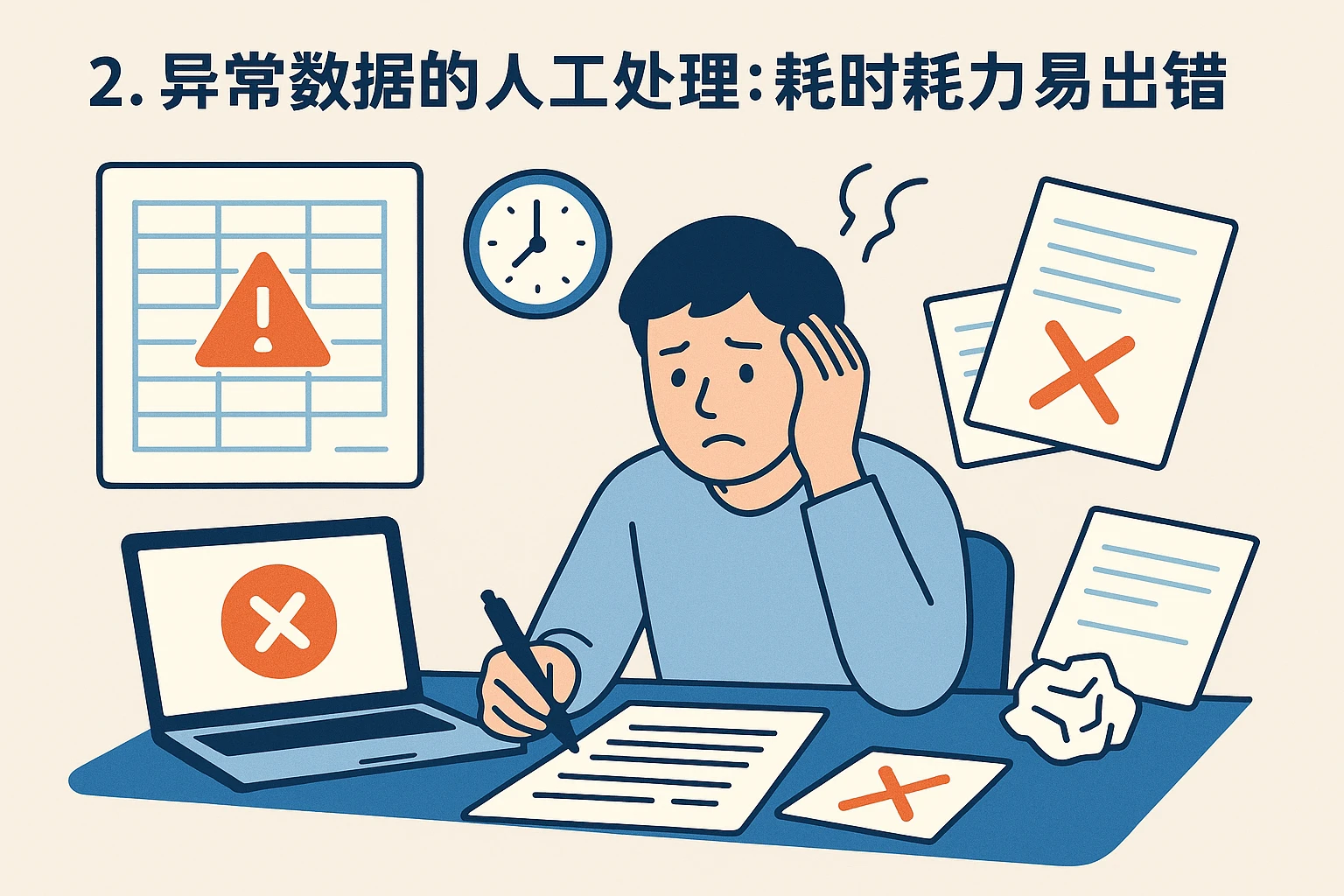 2. 异常数据的人工处理：耗时耗力易出错