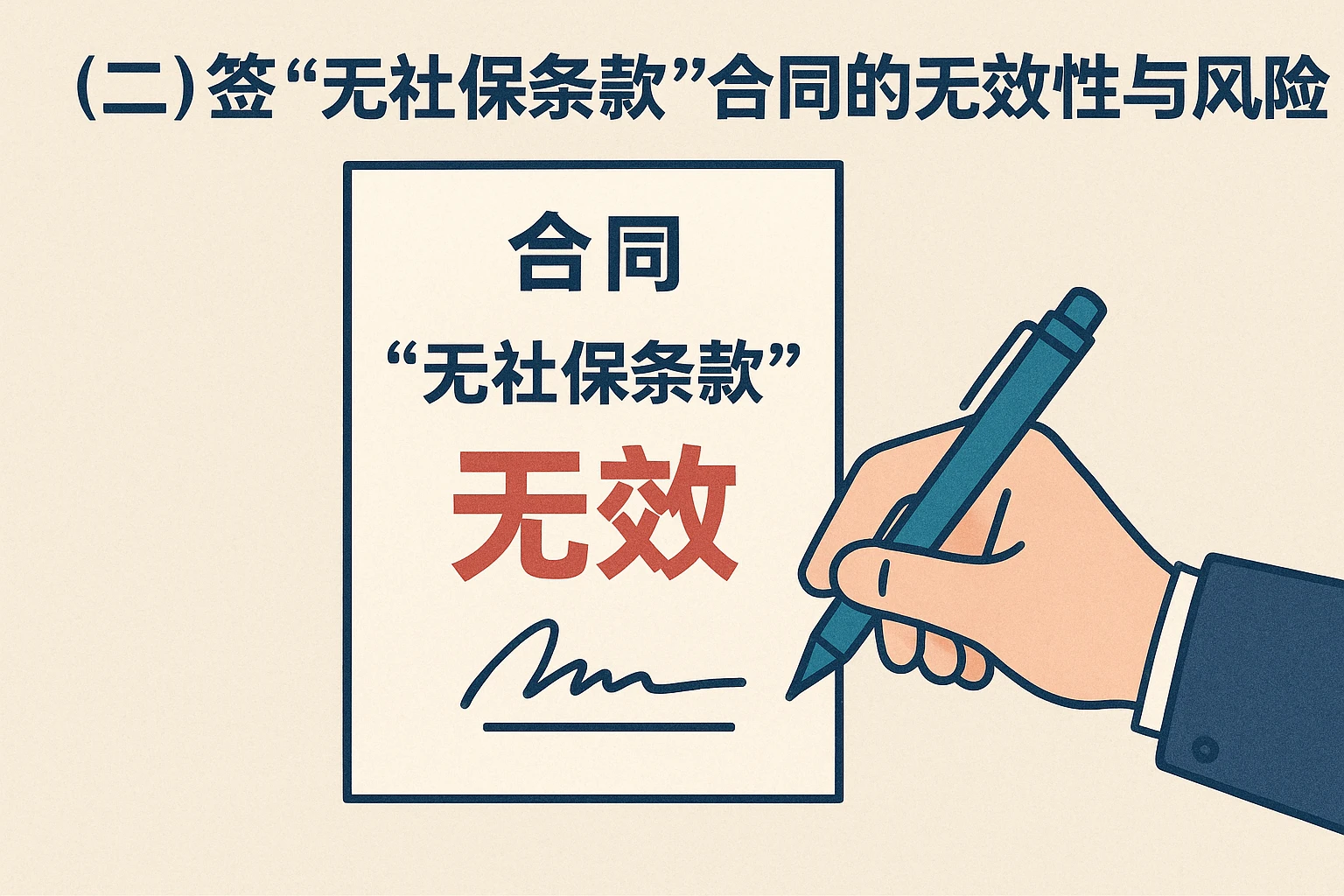 （二）签“无社保条款”合同的无效性与风险