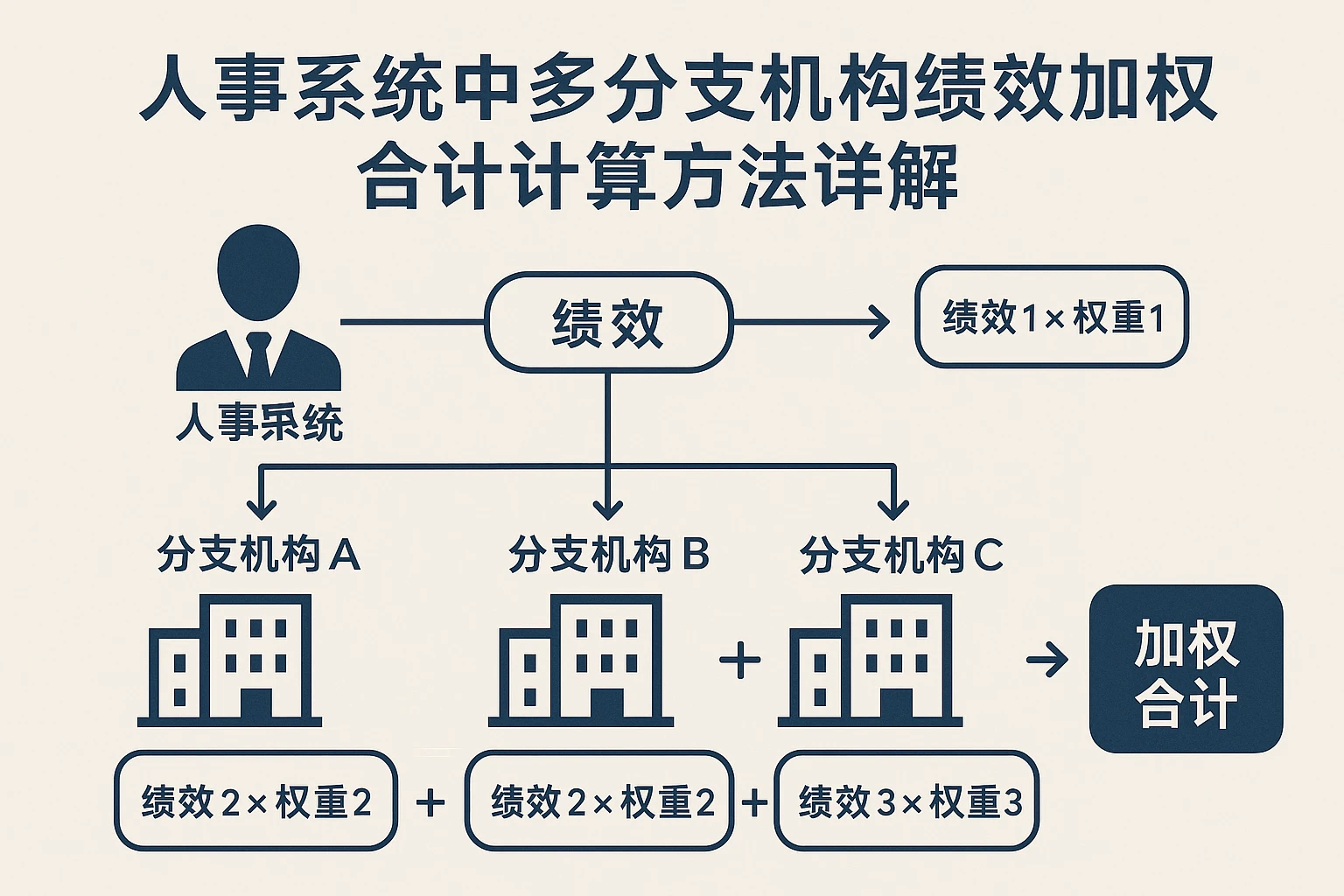 人事系统中多分支机构绩效加权合计计算方法详解