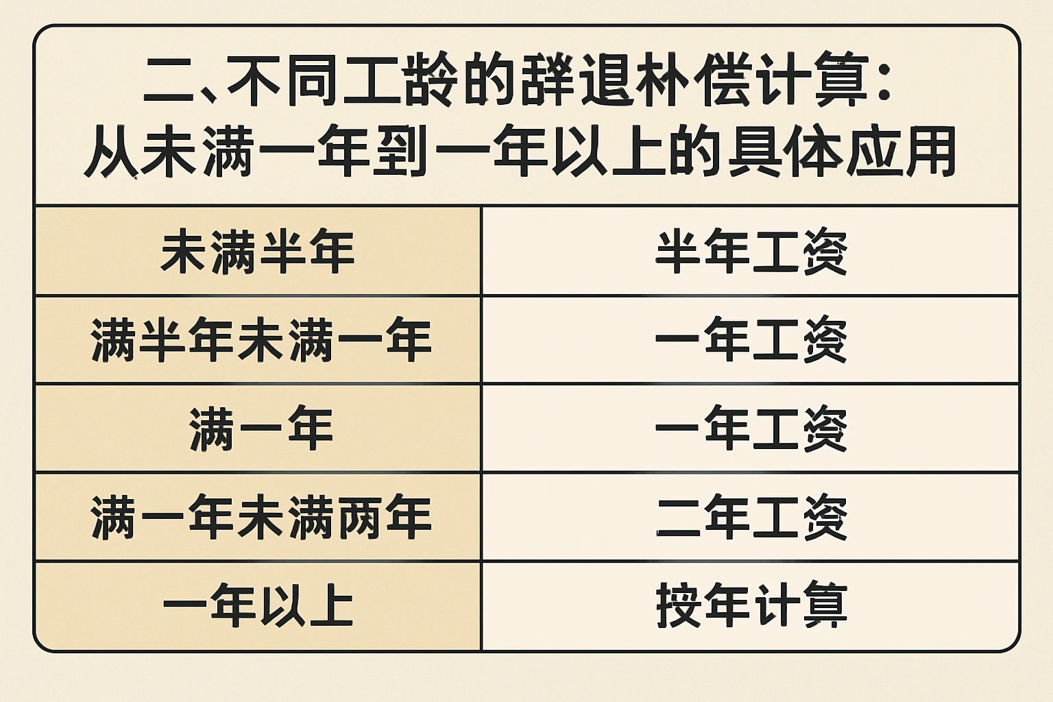 二、不同工龄的辞退补偿计算：从未满一年到一年以上的具体应用