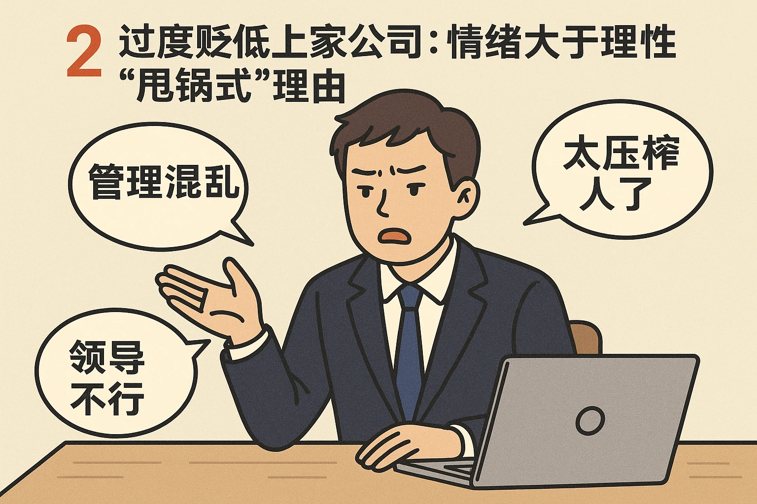 2. 过度贬低上家公司：情绪大于理性的“甩锅式”理由