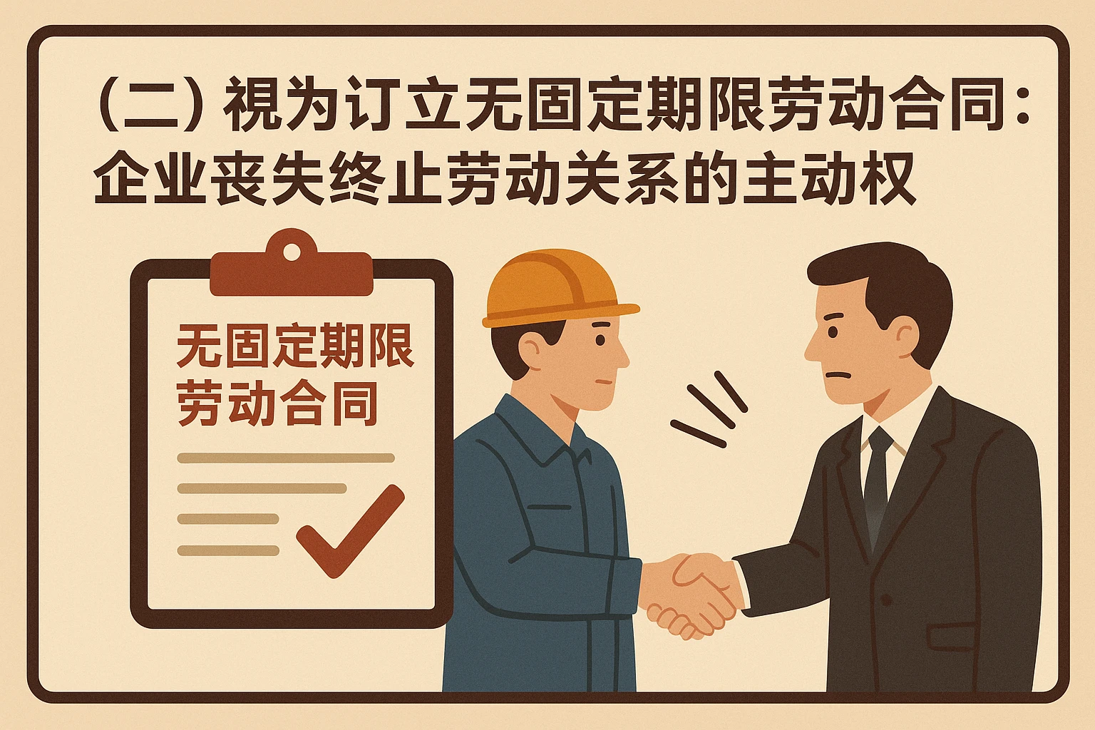 （二）视为订立无固定期限劳动合同：企业丧失终止劳动关系的主动权