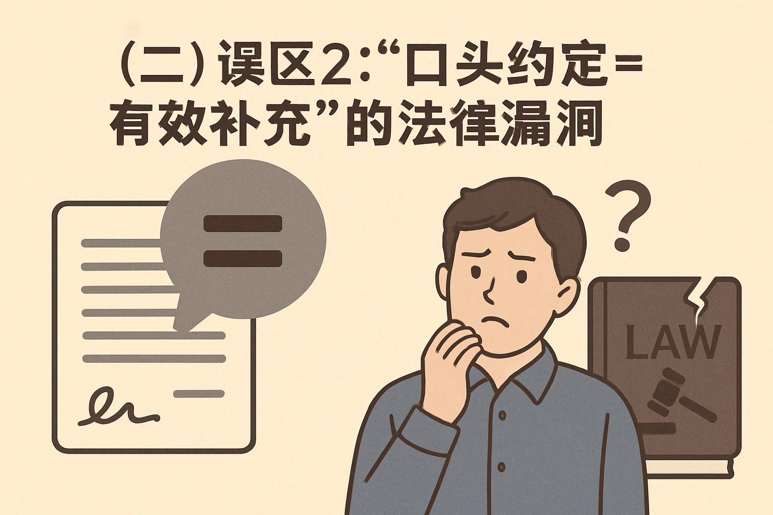 （二）误区2：“口头约定=有效补充”的法律漏洞
