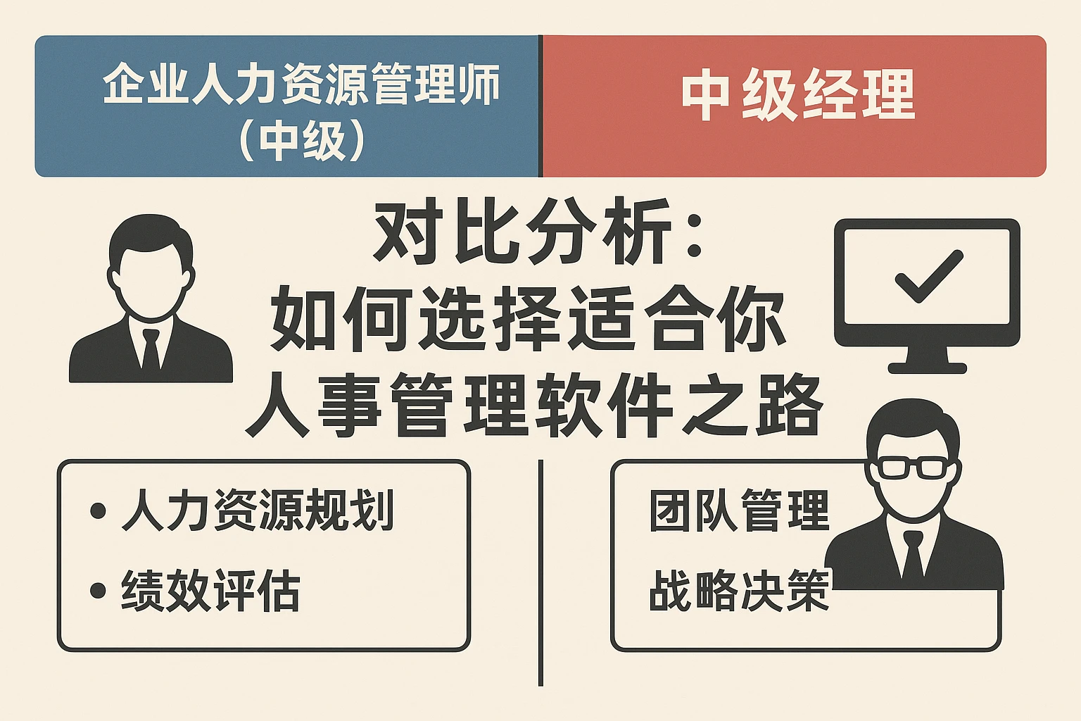 企业人力资源管理师中级与中级经理师对比分析:如何选择适合你的人事管理软件之路