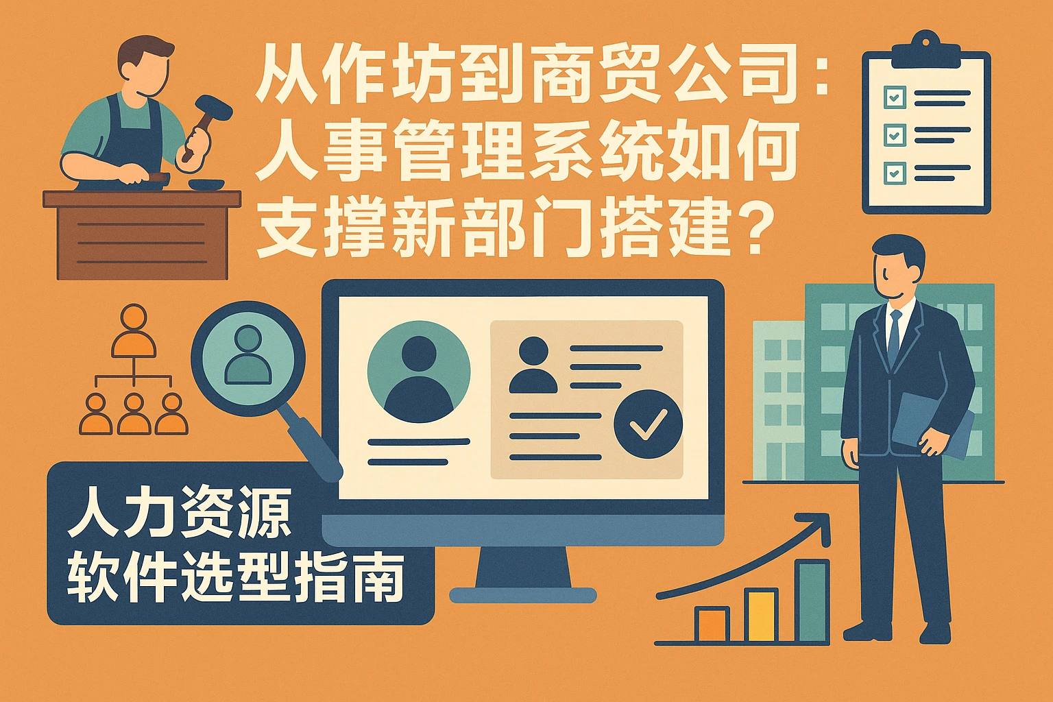 从作坊到商贸公司:人事管理系统如何支撑新部门搭建?人力资源软件选型指南