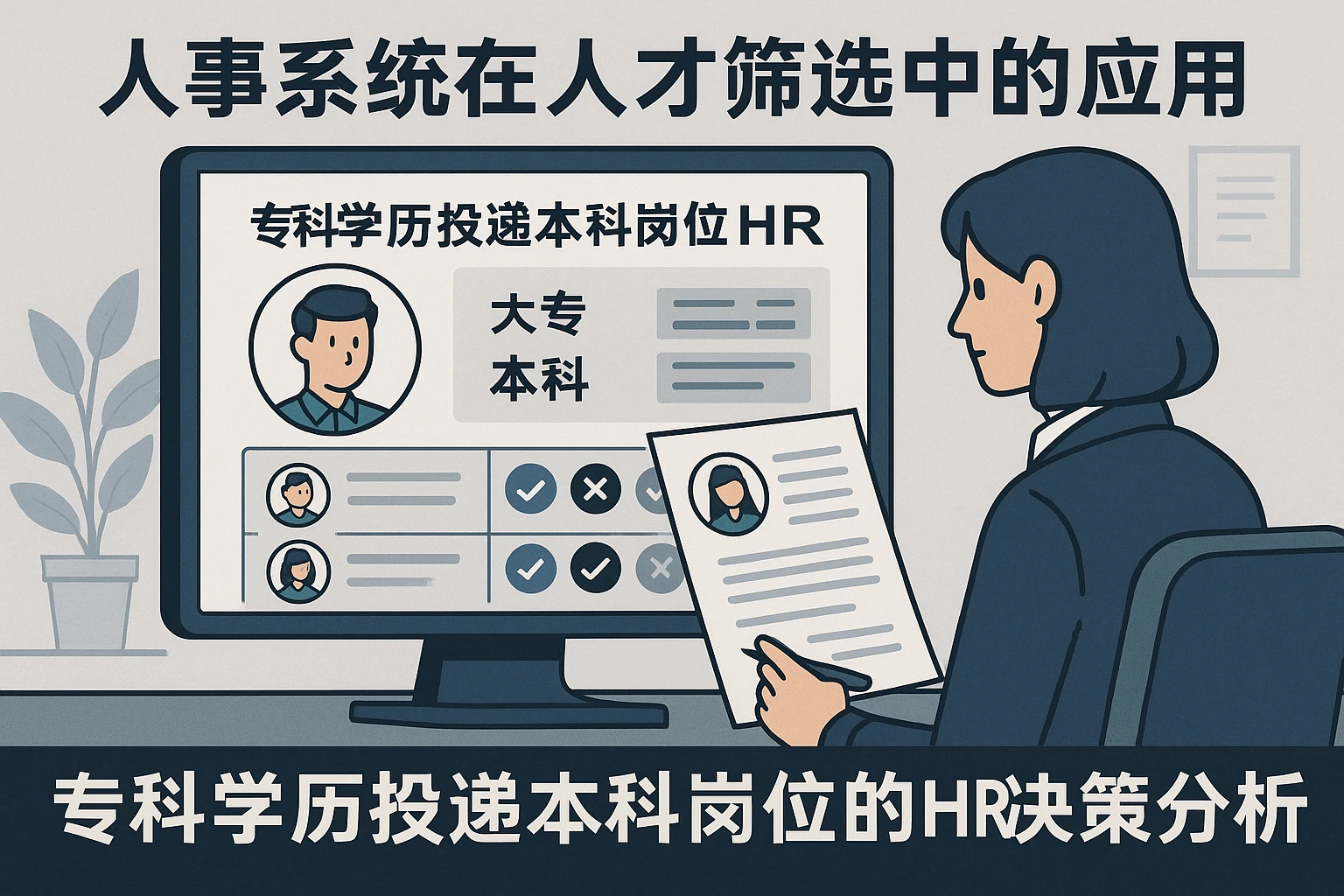 人事系统在人才筛选中的应用：专科学历投递本科岗位的HR决策分析
