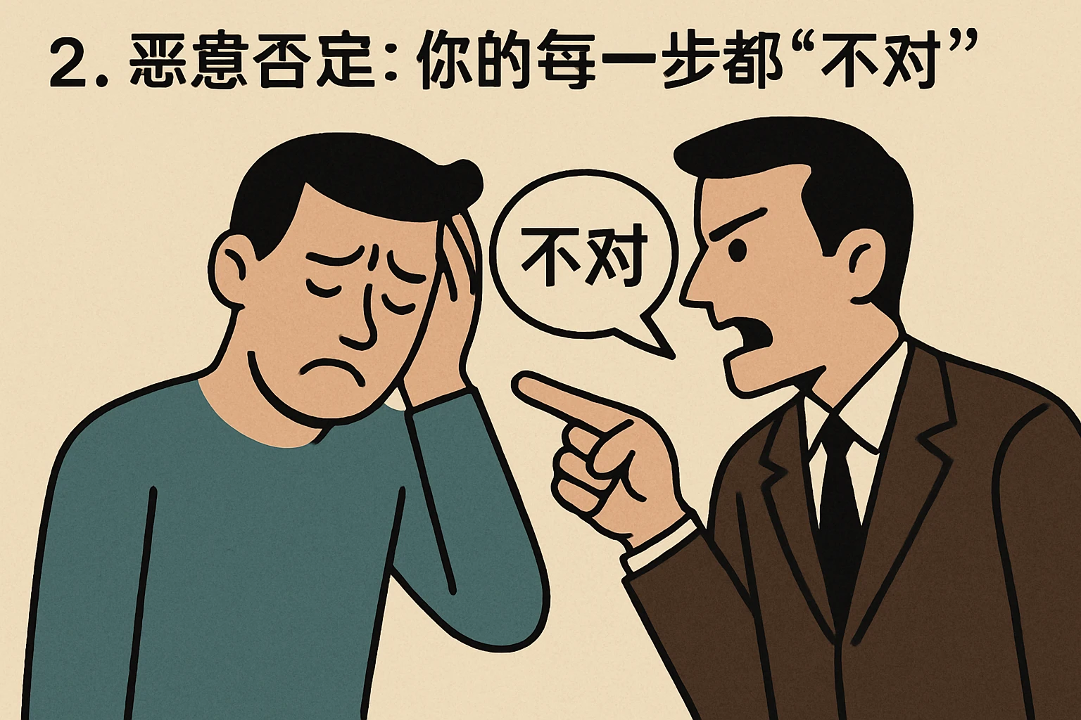 2. 恶意否定:你的每一步都“不对”