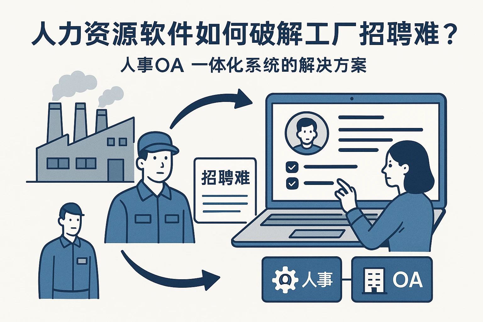 人力资源软件如何破解工厂普工招聘难？人事OA一体化系统的解决方案