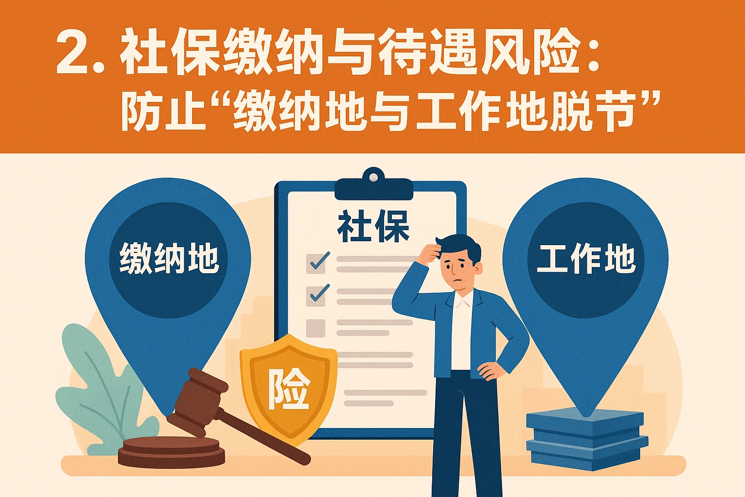 2. 社保缴纳与待遇风险：防止“缴纳地与工作地脱节”