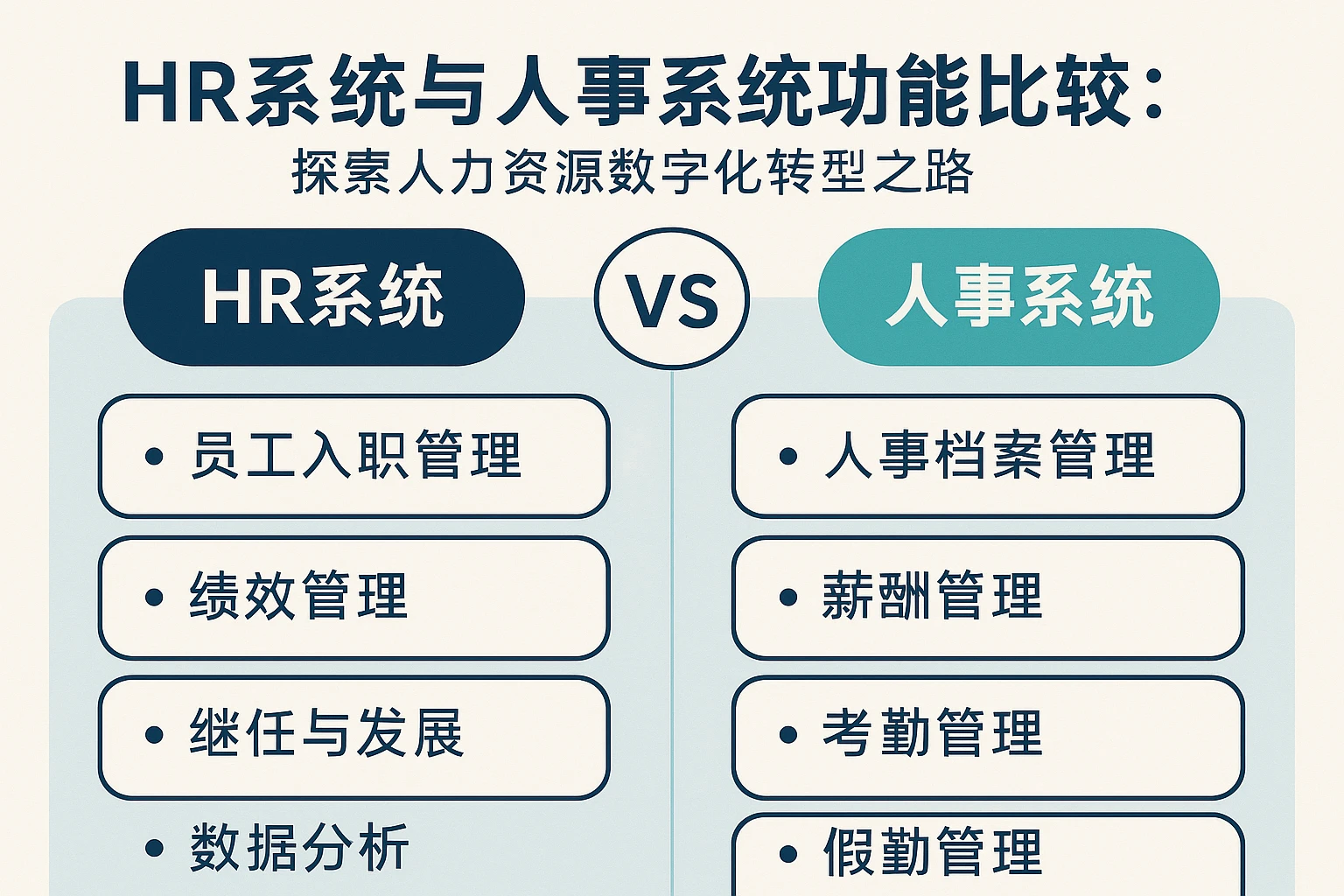 HR系统与人事系统功能比较：探索人力资源数字化转型之路