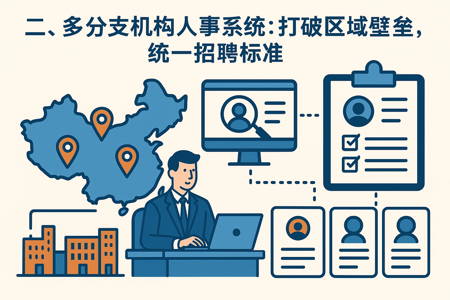 二、多分支机构人事系统:打破区域壁垒,统一招聘标准