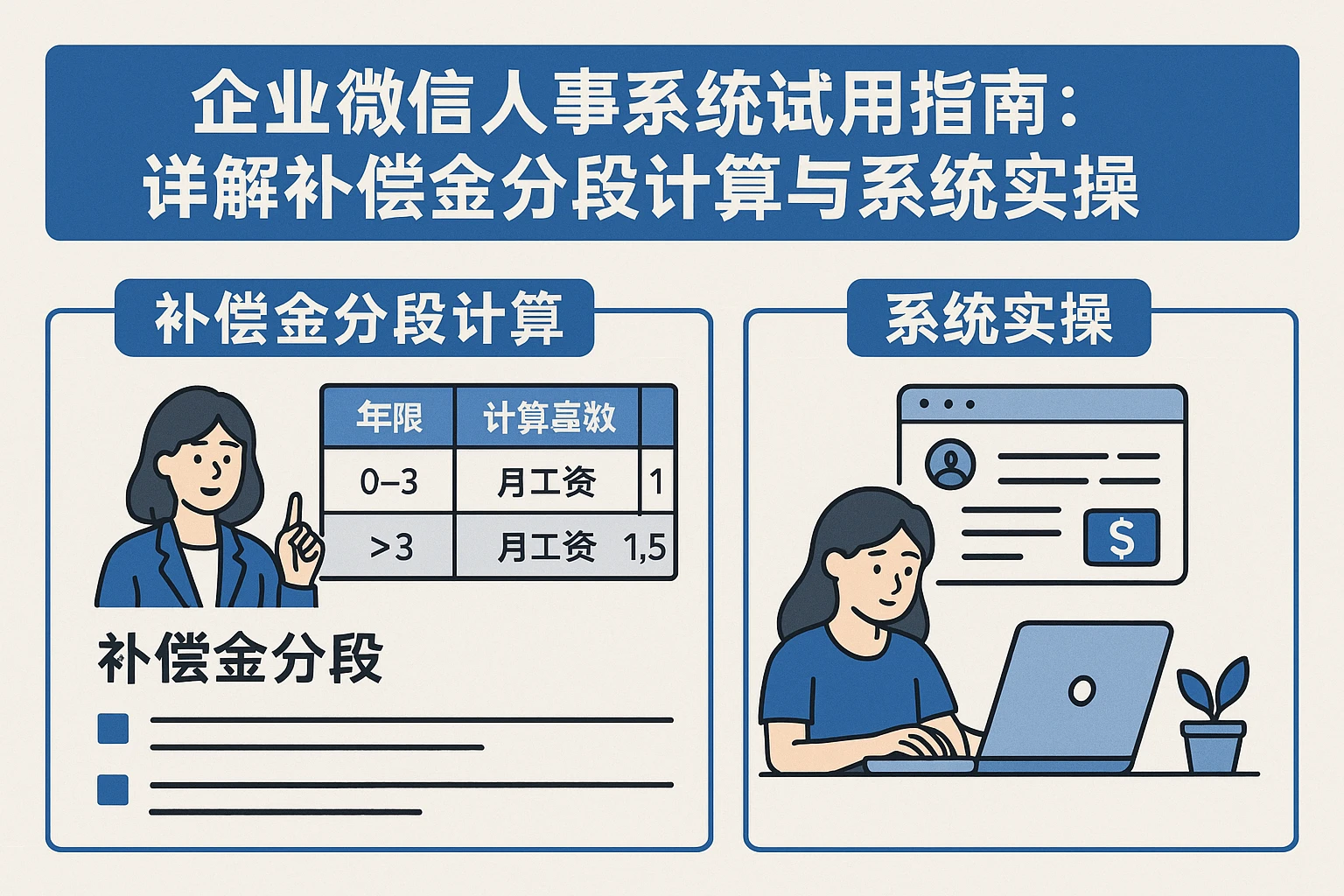 企业微信人事系统试用指南:详解补偿金分段计算与系统实操