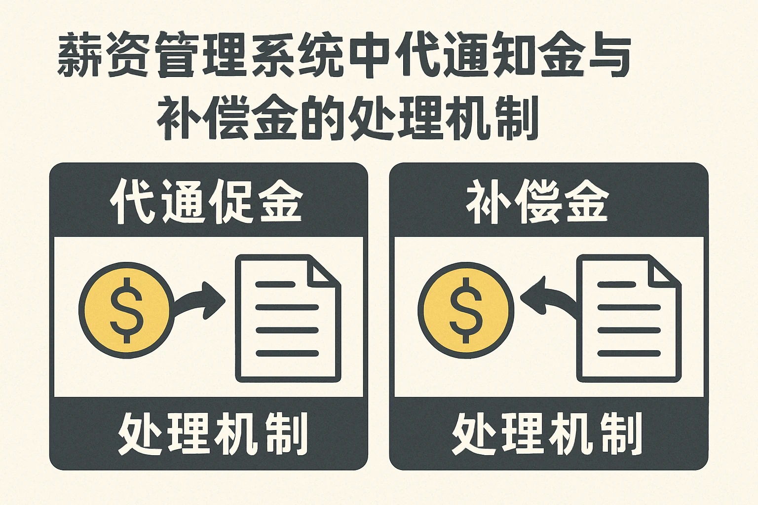 薪资管理系统中代通知金与补偿金的处理机制