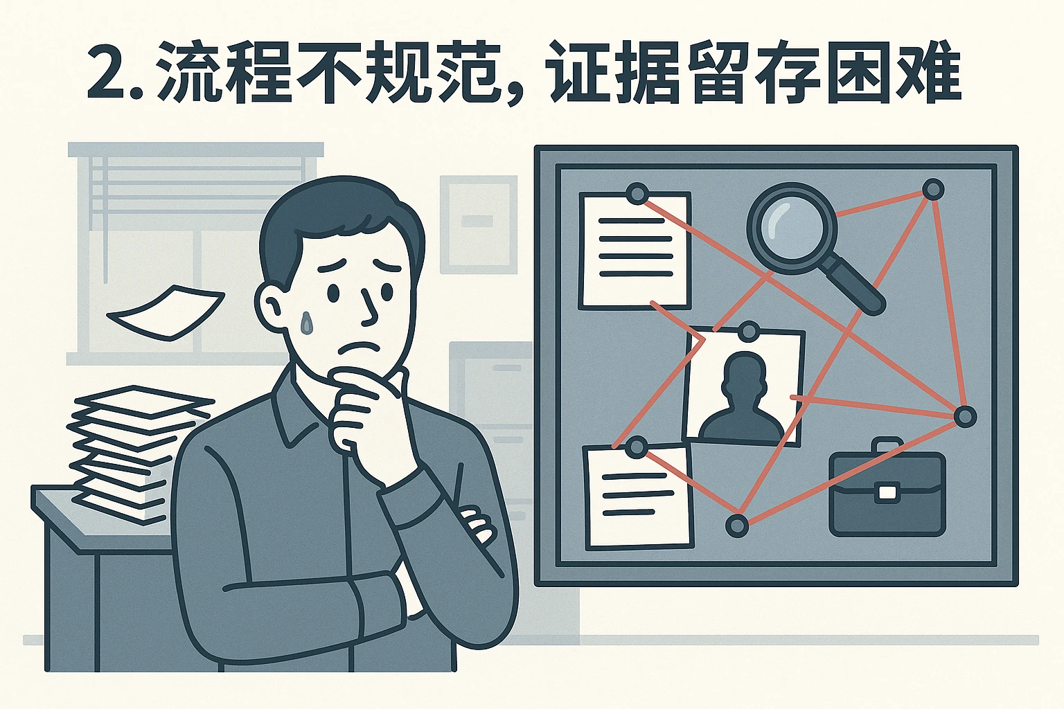 2. 流程不规范，证据留存困难