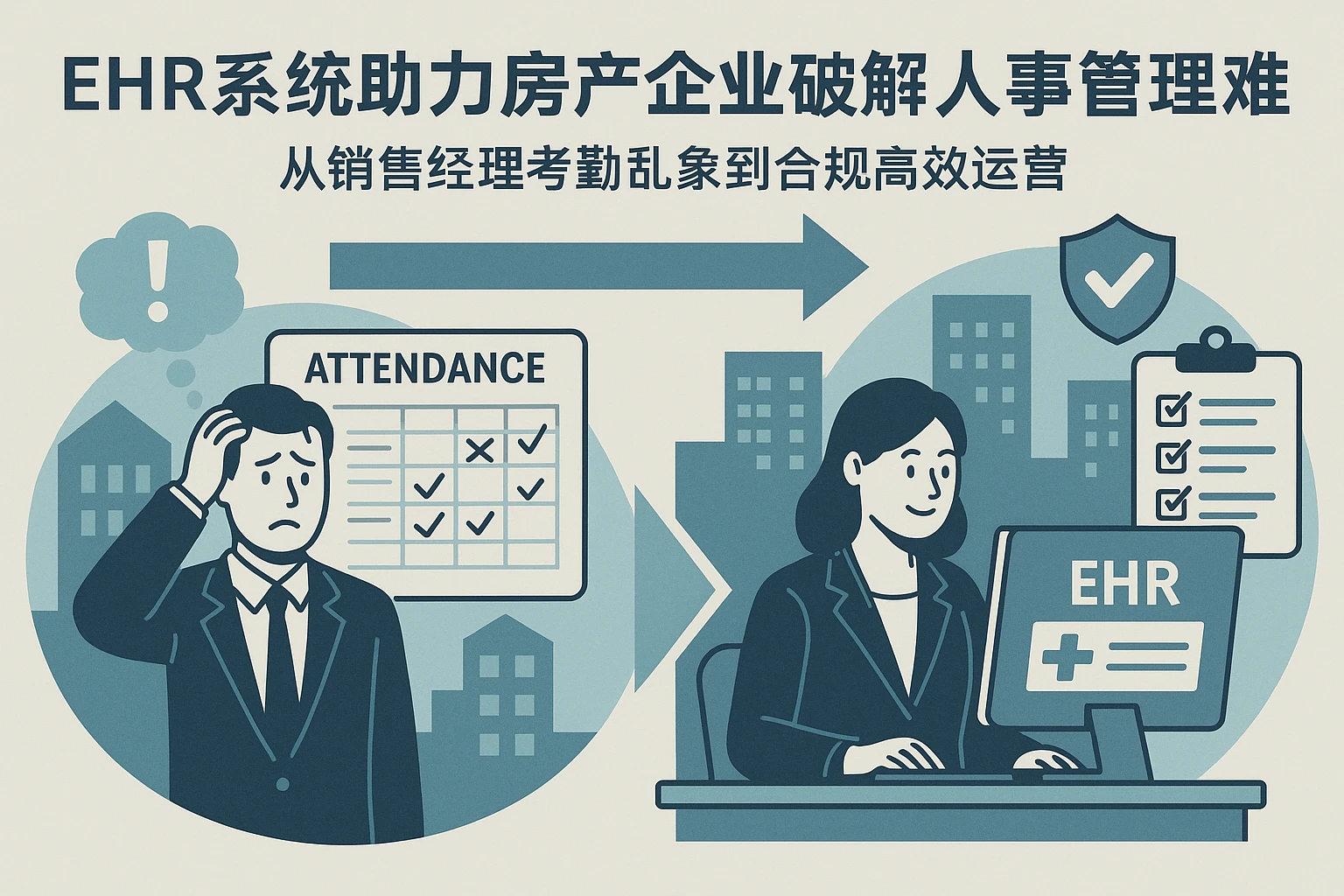 EHR系统助力房产企业破解人事管理难题:从销售经理考勤乱象到合规高效运营