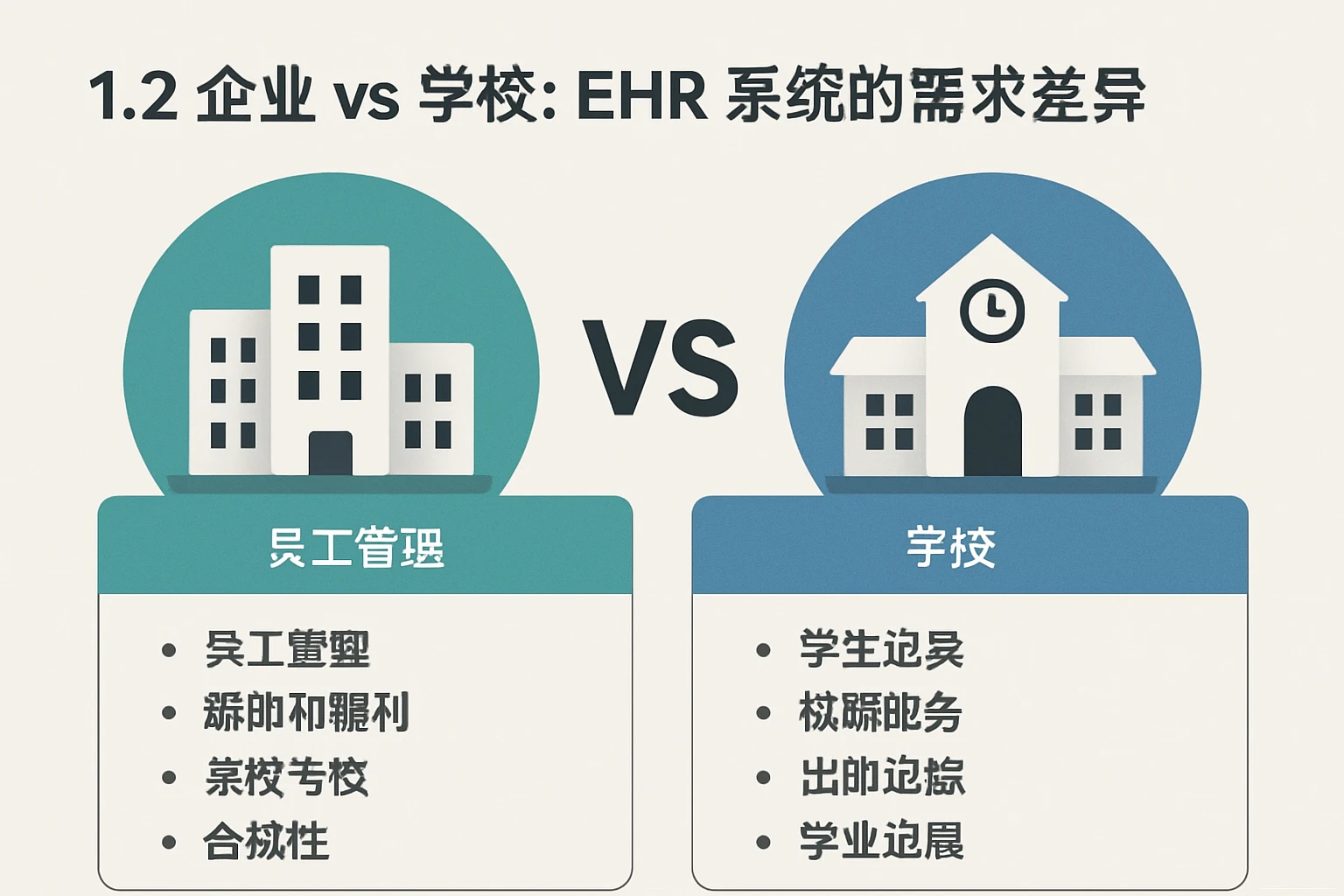 1.2 企业 vs 学校:EHR系统的需求差异