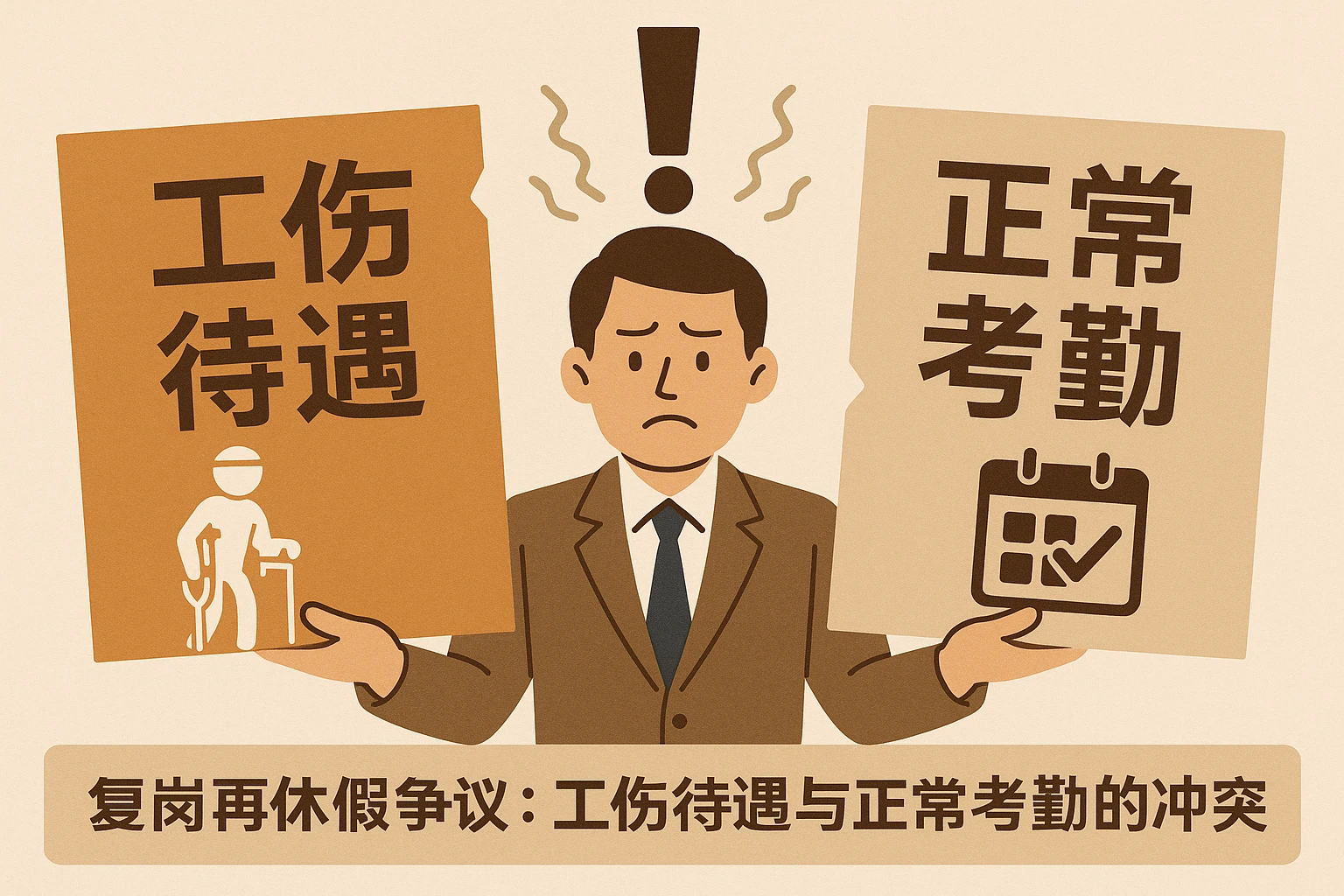 2. 复岗再休假争议：工伤待遇与正常考勤的冲突