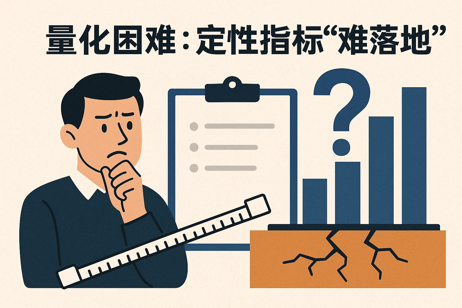 2. 量化困难：定性指标“难落地”