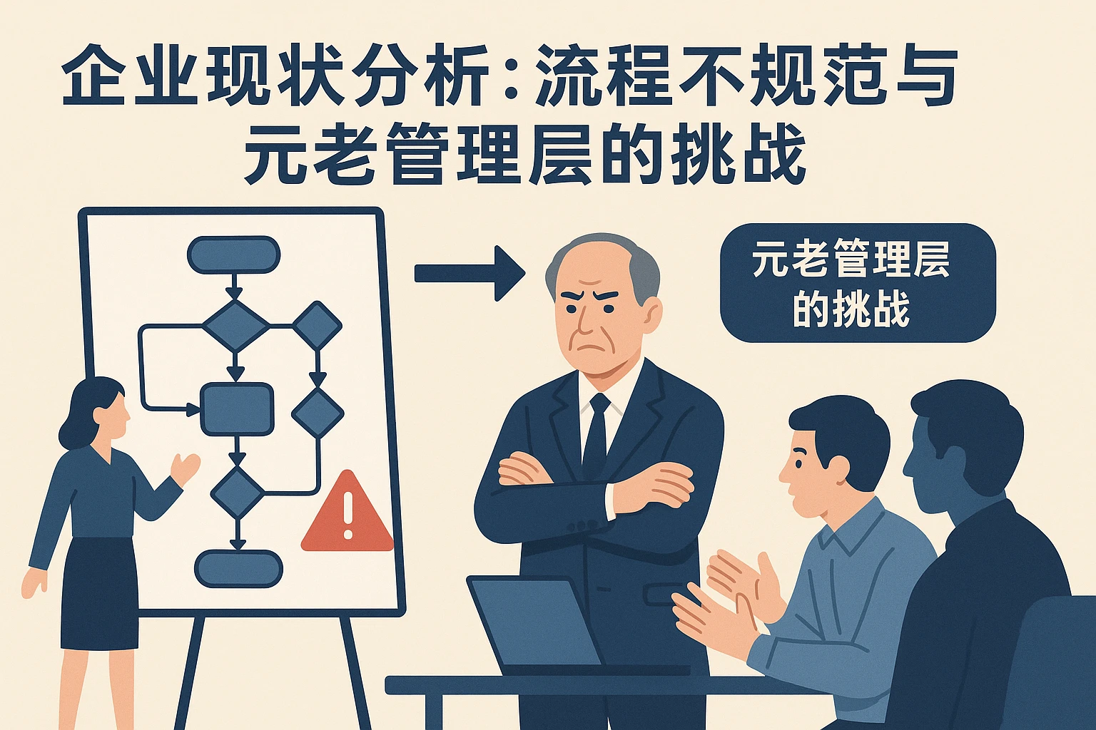 企业现状分析：流程不规范与元老管理层的挑战