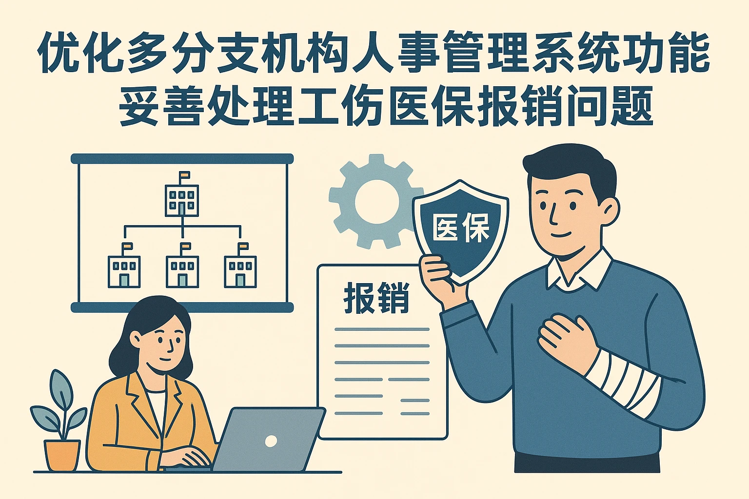 优化多分支机构人事管理系统功能，妥善处理工伤医保报销问题