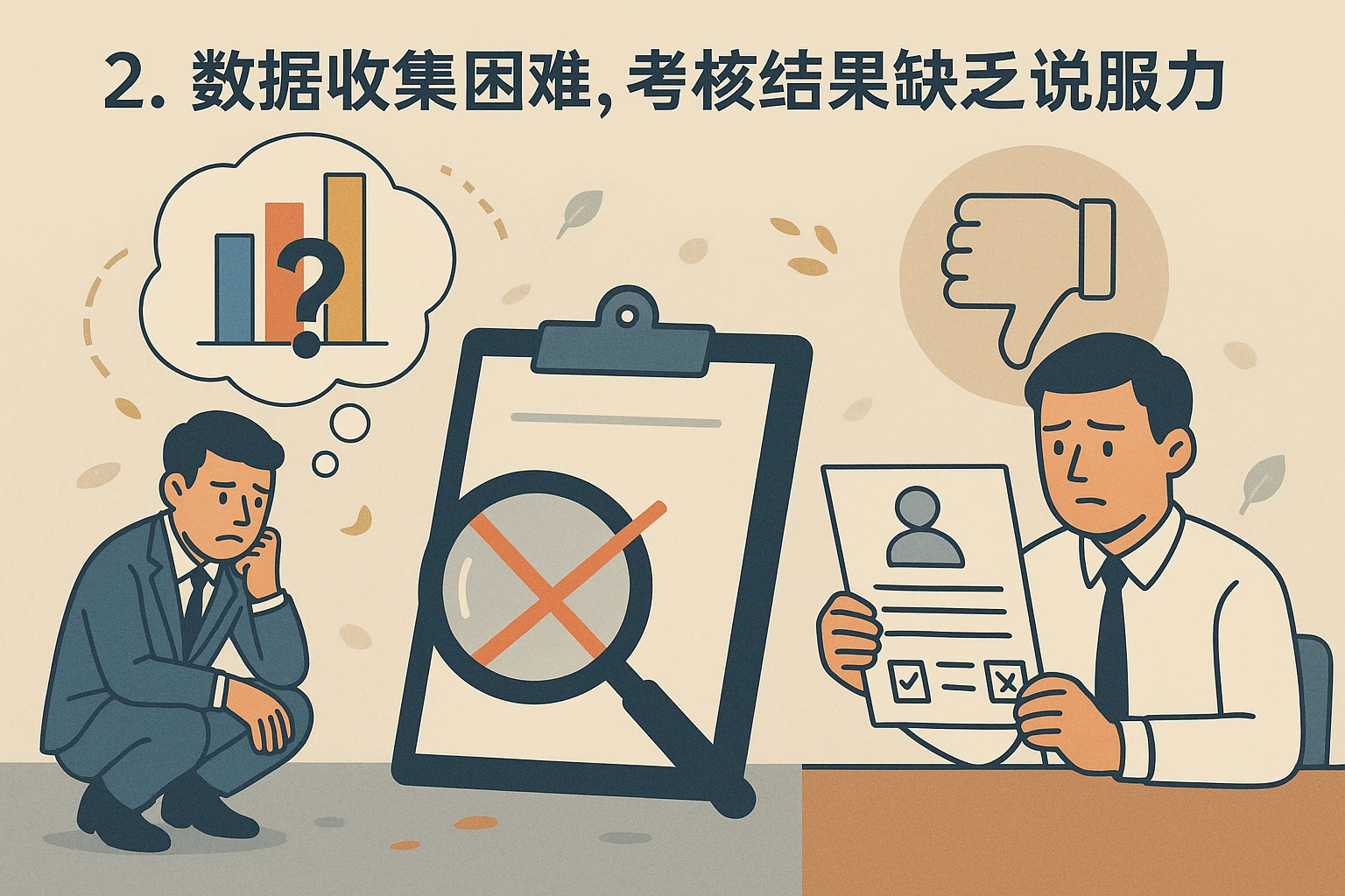 2. 数据收集困难,考核结果缺乏说服力