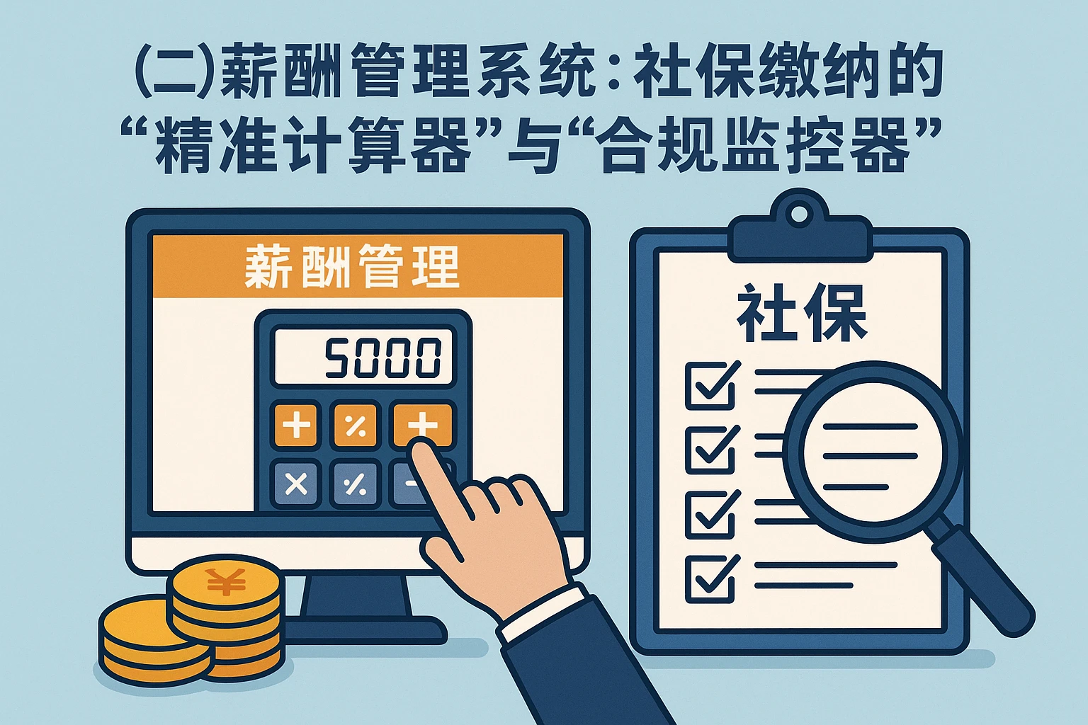 （二）薪酬管理系统：社保缴纳的“精准计算器”与“合规监控器”