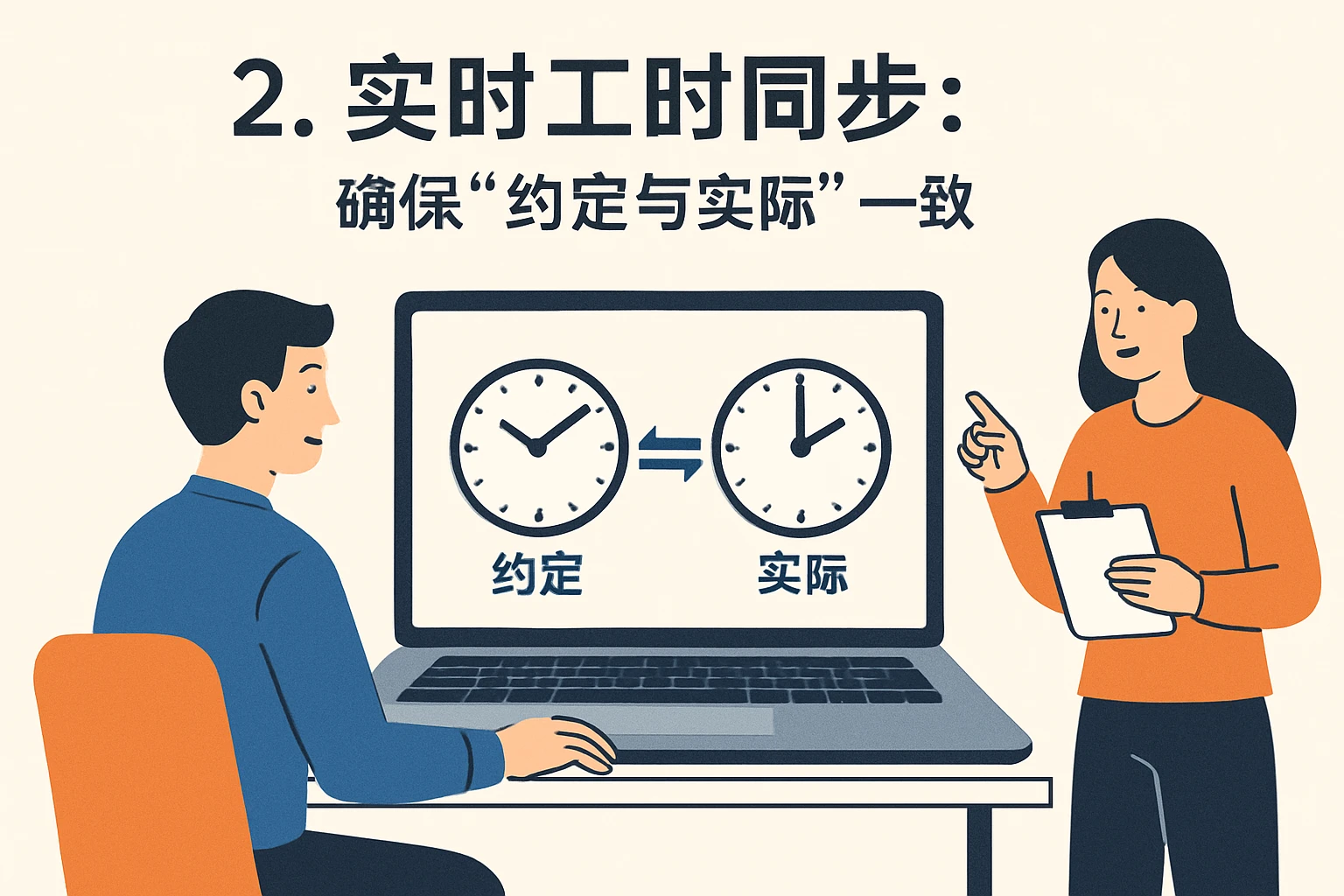 2. 实时工时同步:确保“约定与实际”一致