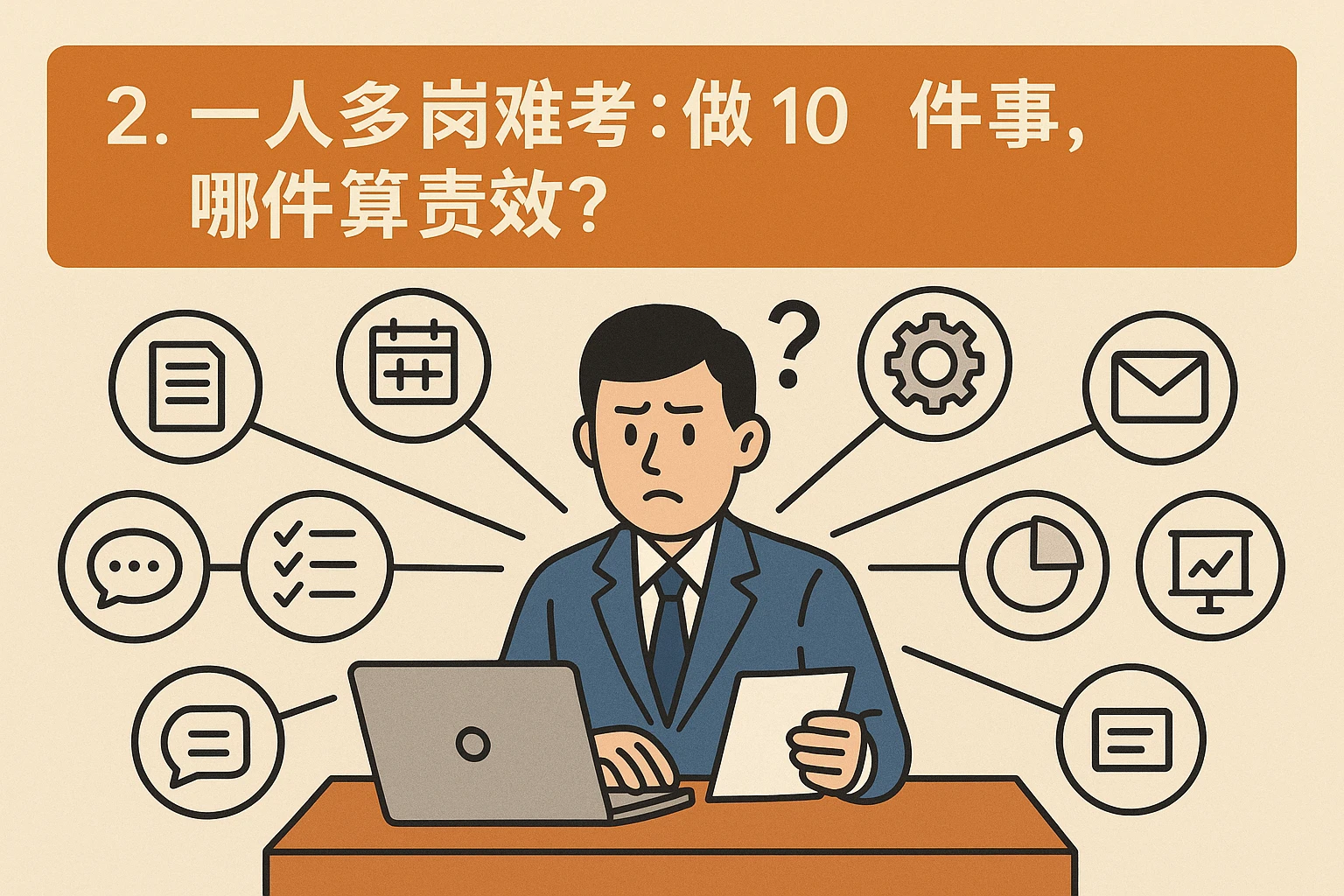 2. 一人多岗难考核：做了10件事，哪件算绩效？