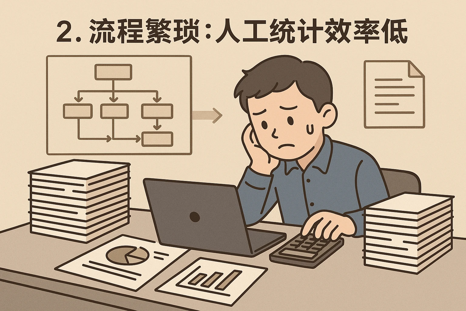 2. 流程繁琐:人工统计效率低