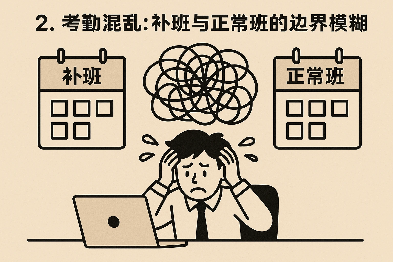 2. 考勤混乱:补班与正常班的边界模糊