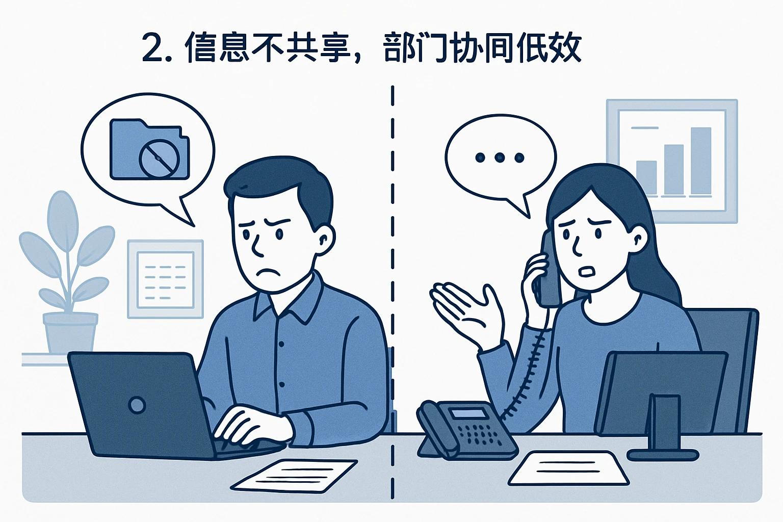 2. 信息不共享,部门协同低效