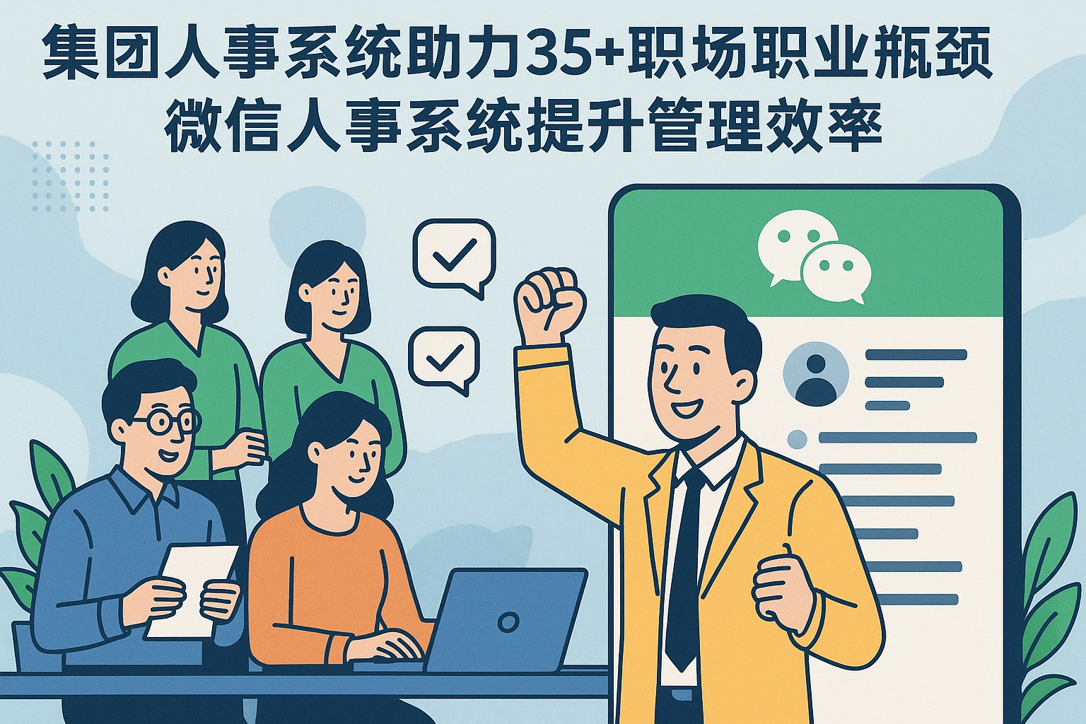 集团人事系统助力35+职场人突破职业瓶颈，微信人事系统提升管理效率