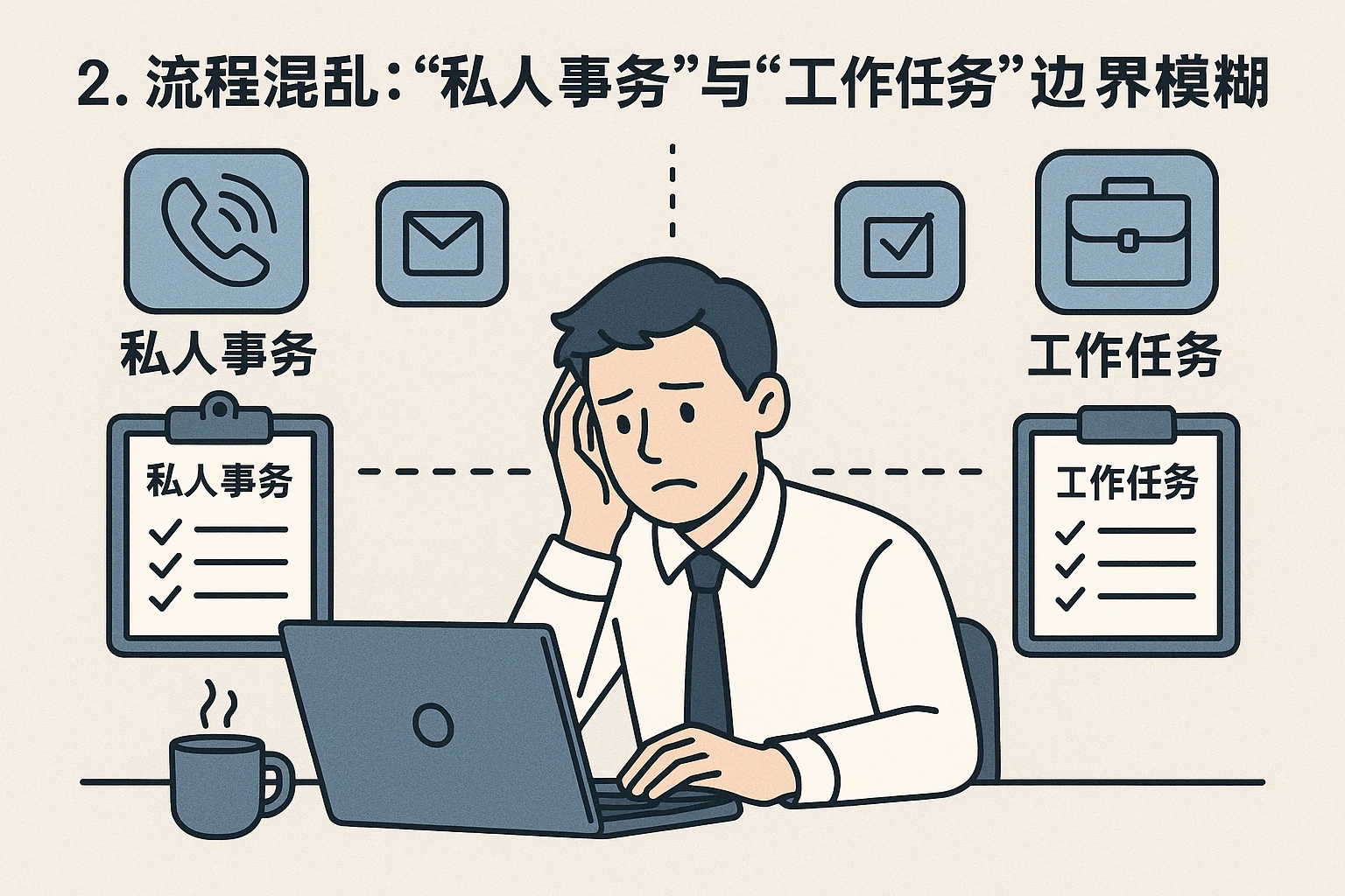 2. 流程混乱：“私人事务”与“工作任务”的边界模糊