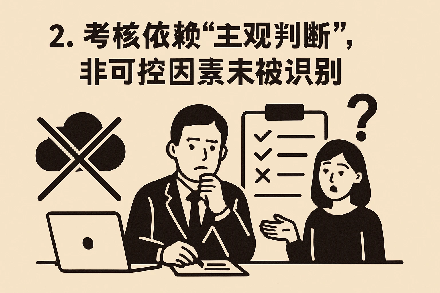 2. 考核依赖“主观判断”，非可控因素未被识别