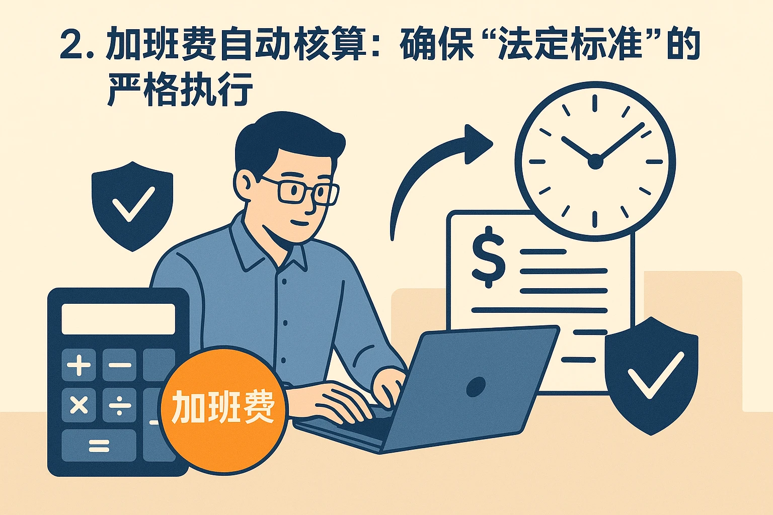 2. 加班费自动核算:确保“法定标准”的严格执行