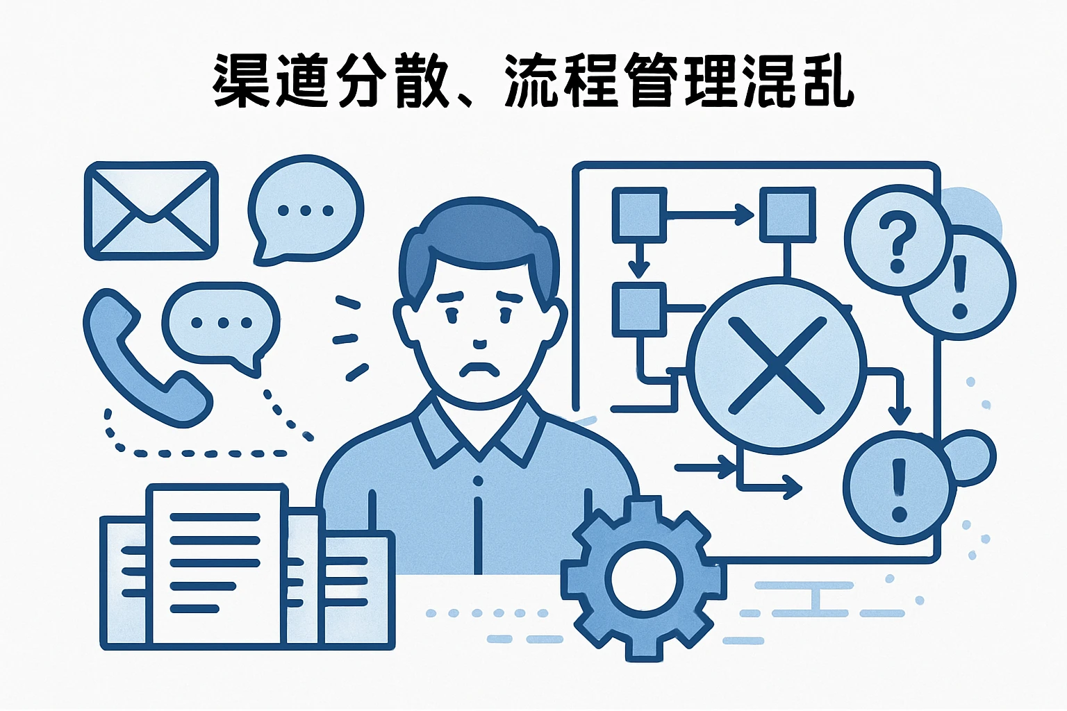 2. 渠道分散，流程管理混乱