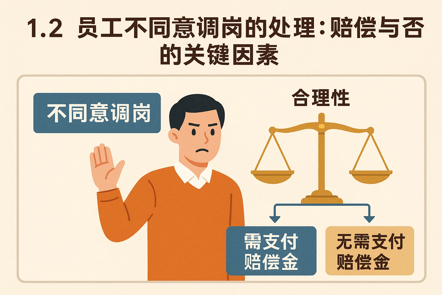 1.2 员工不同意调岗的处理：赔偿与否的关键因素