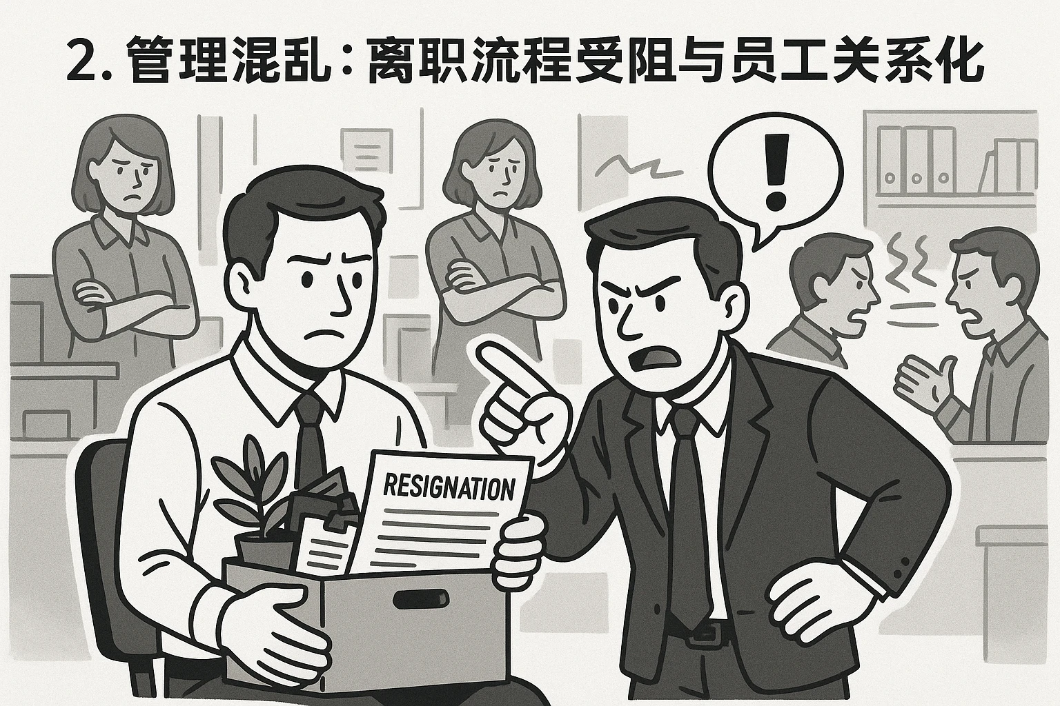 2. 管理混乱：离职流程受阻与员工关系恶化